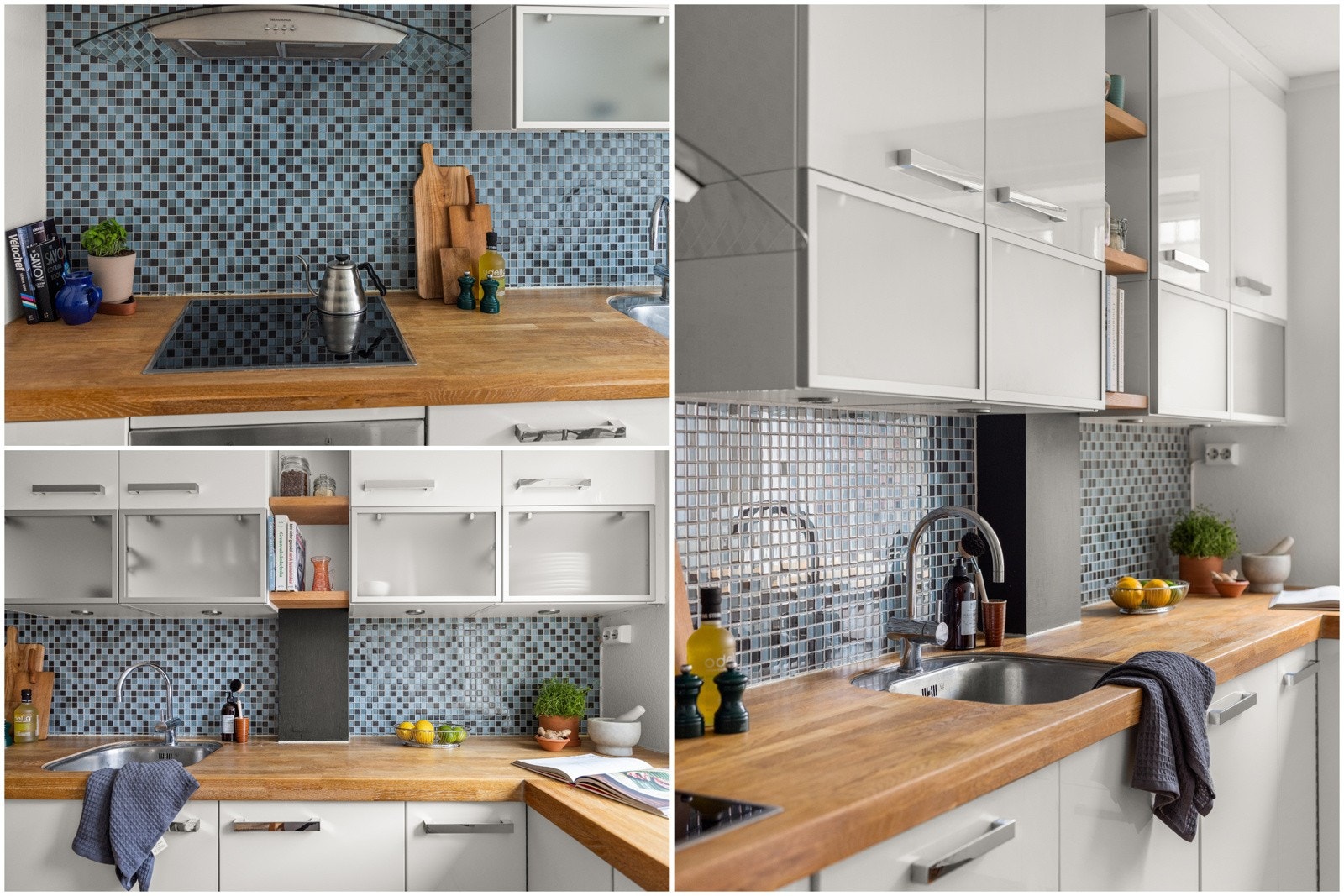 Integrert hvitevarer: Induksjonstopp, stekeovn og oppvaskmaskin. Galleribilde