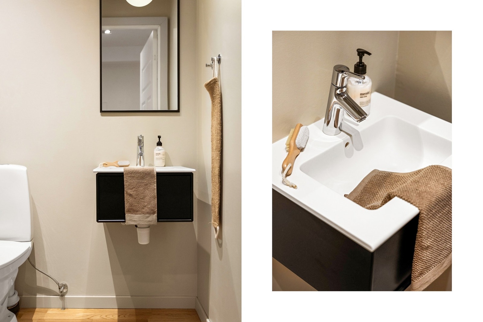 Separat toalettrom like ved badet er praktisk om en har gjester på besøk, eller for travle morgener Galleribilde