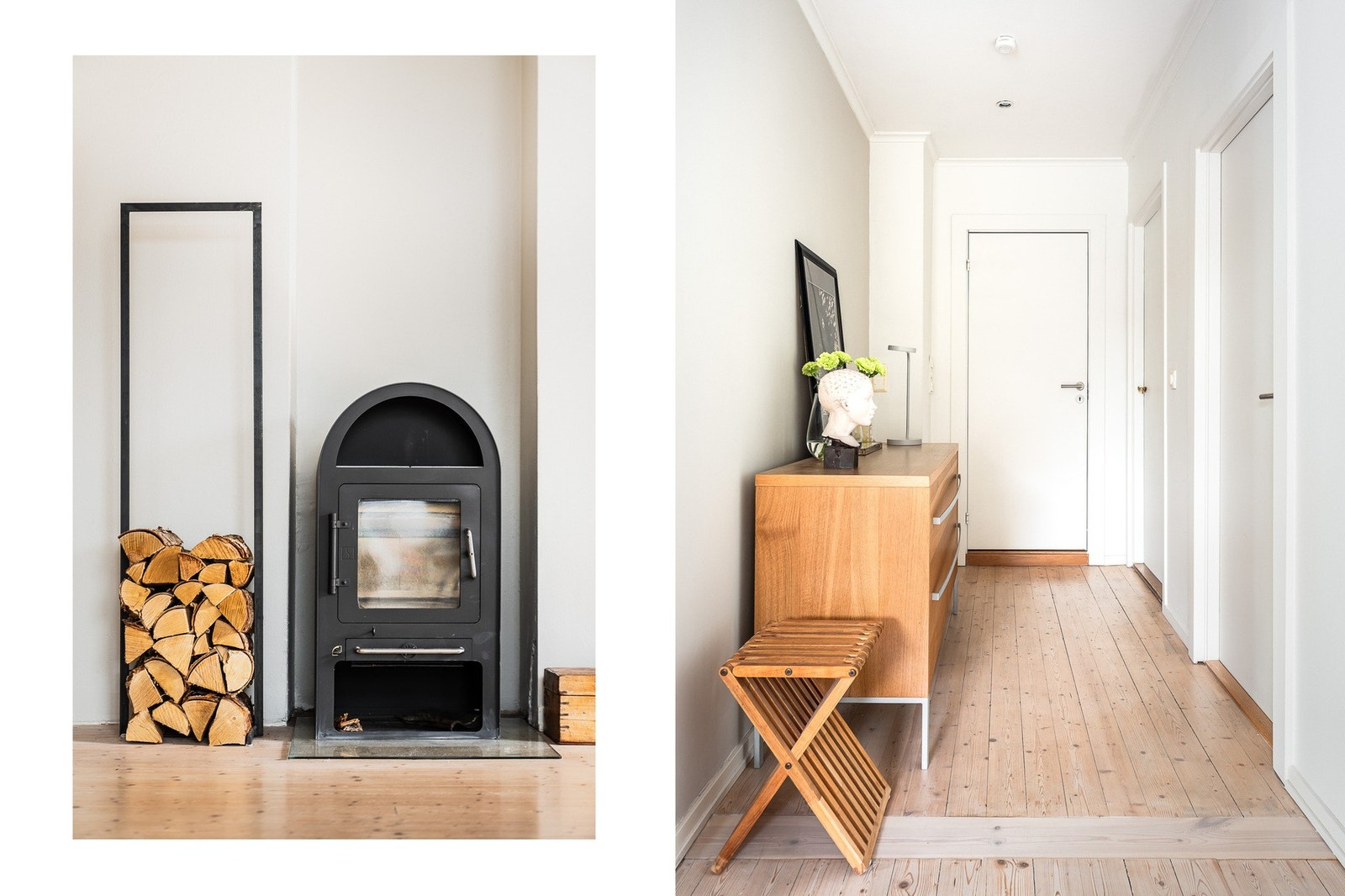 Hyggelig peisovn og lys mellomgang. Galleribilde