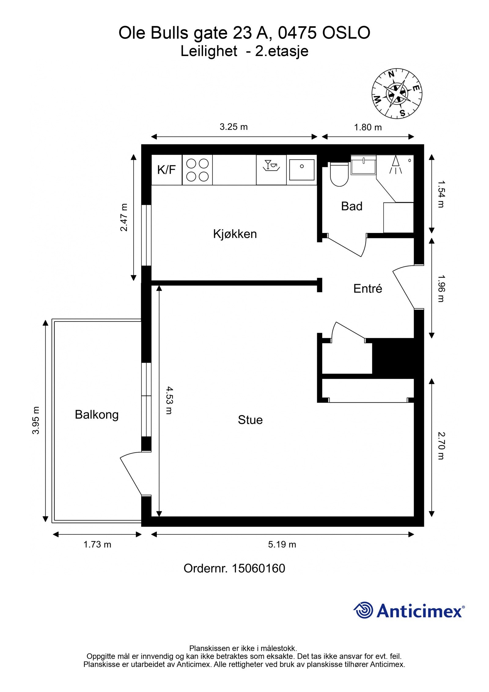 Plantegning. I tillegg disponerer leiligheten en kjellerbod på ca. 4m², samt en loftsbod med gulvareal på ca. 6m². Galleribilde