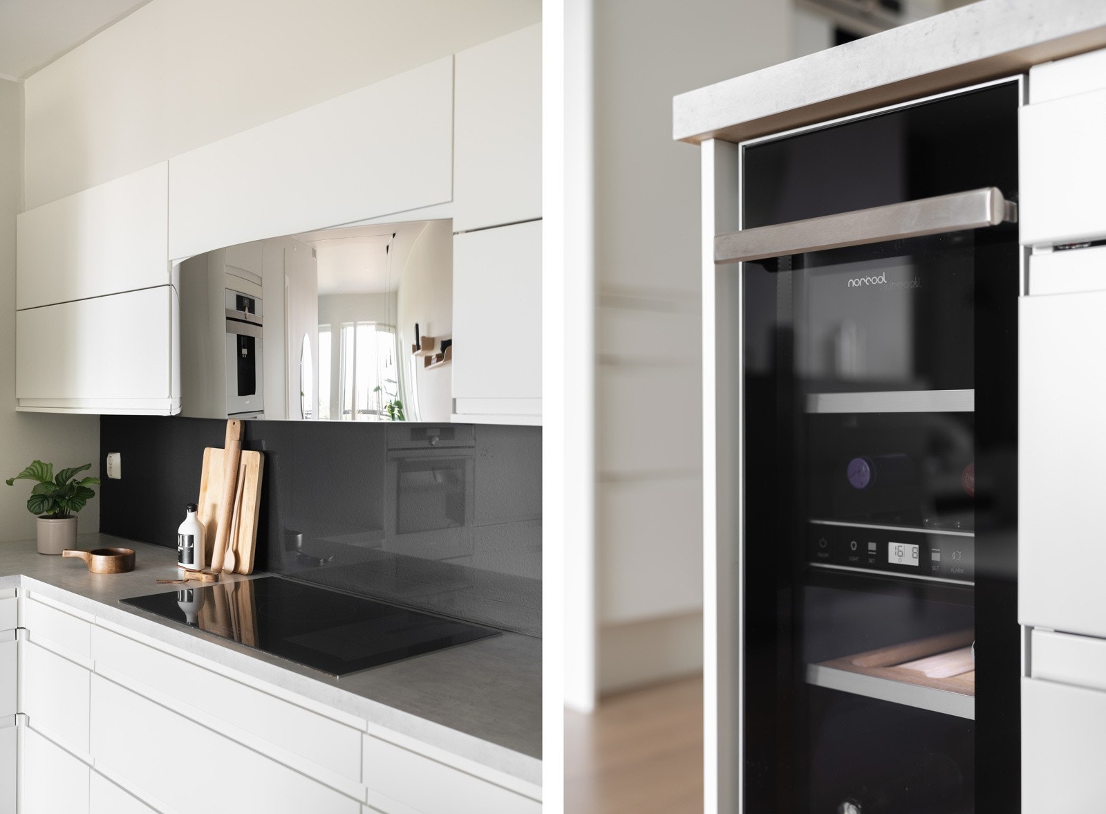 Moderne innredning med integrerte hvitevarer. Galleribilde
