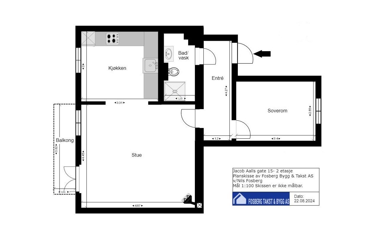 Gjennomgående planløsning med vestvendt balkong og soverom mot bakgård. Galleribilde