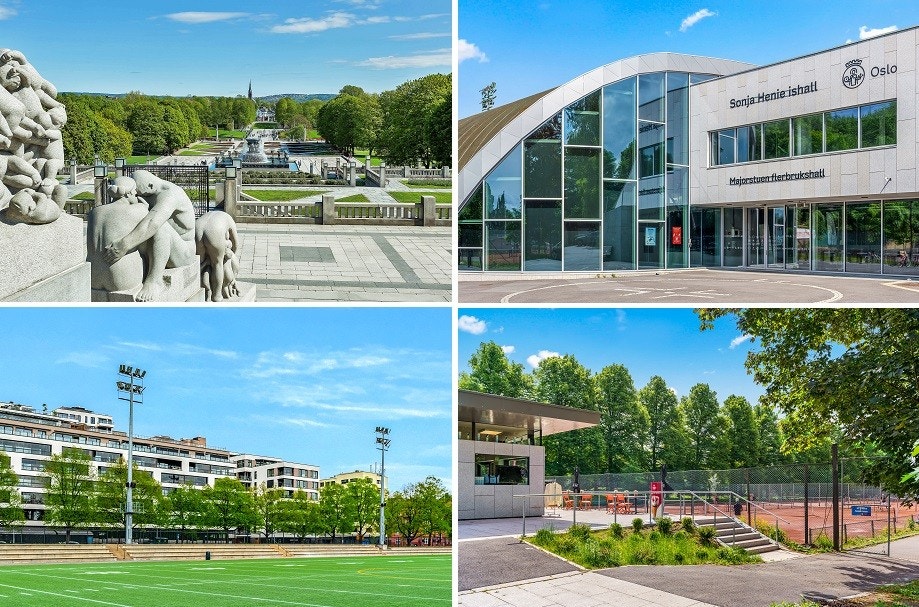 Kort vei til praktfulle Frognerparken med blant annet ishall, kunstgressbane, tennisbaner og svømmebasseng. Galleribilde
