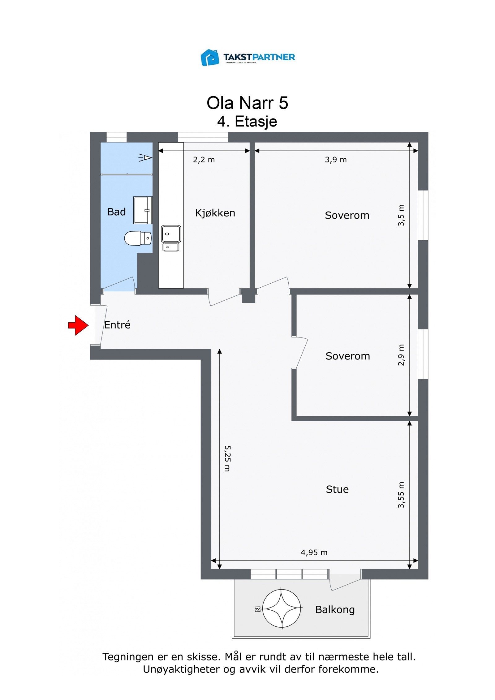 Plantegning med mål. Galleribilde