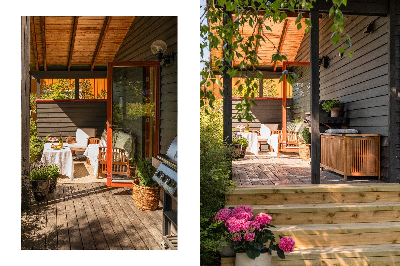 Fra stuen har man direkte utgang til solrik veranda, med trapp ned til hagen Galleribilde