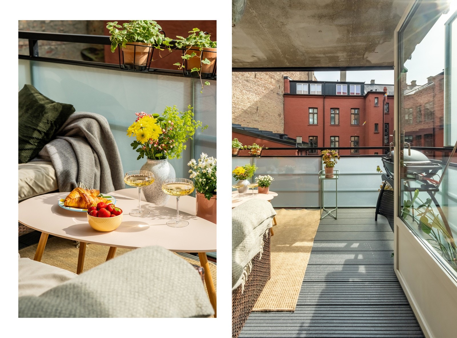 Det er god plass til sittegruppe, grill og beplantning. Balkongen har utestikk og belysning. Galleribilde
