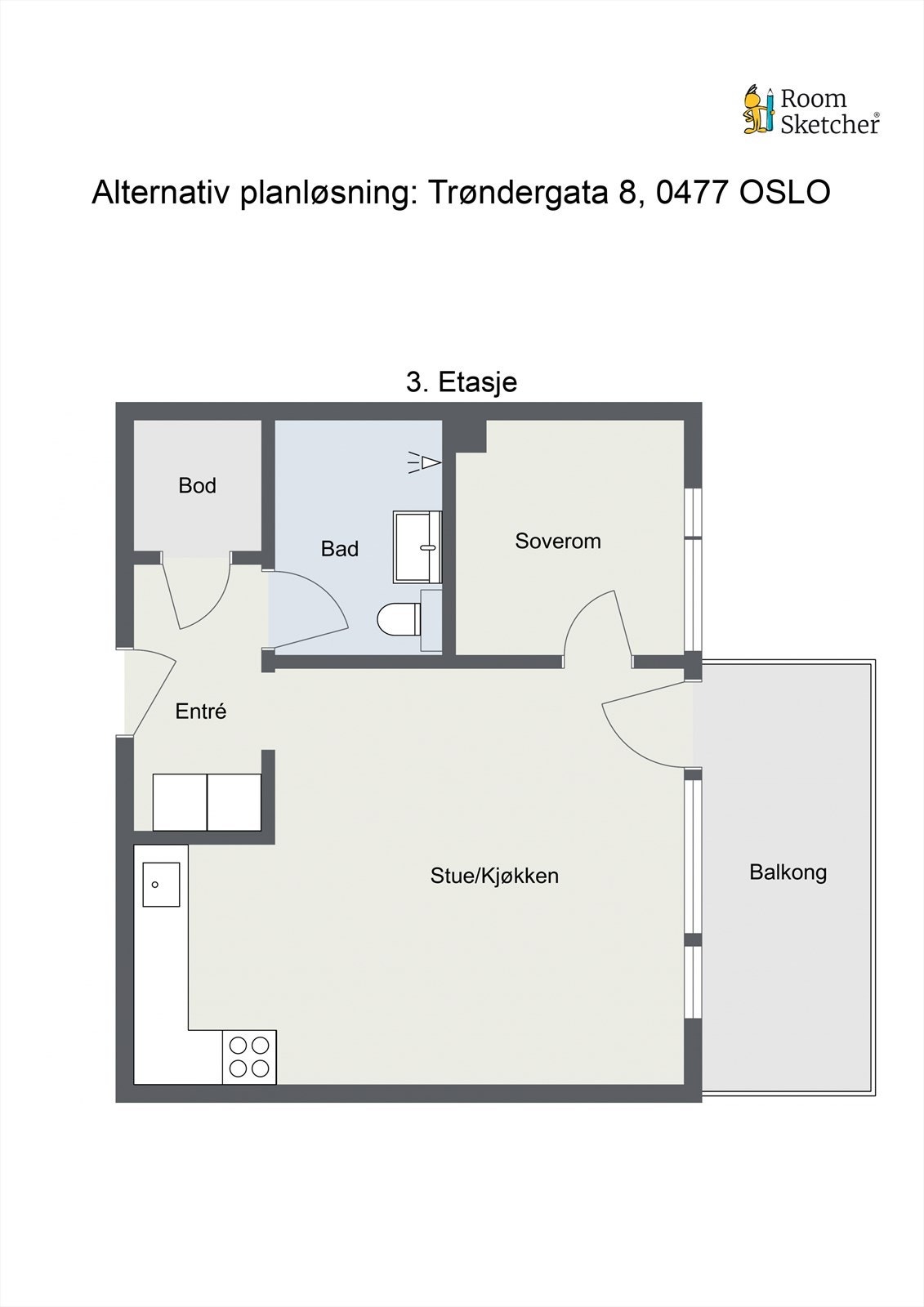 - Alternativ planløsning som viser mulighet for løsning med soverom - Galleribilde