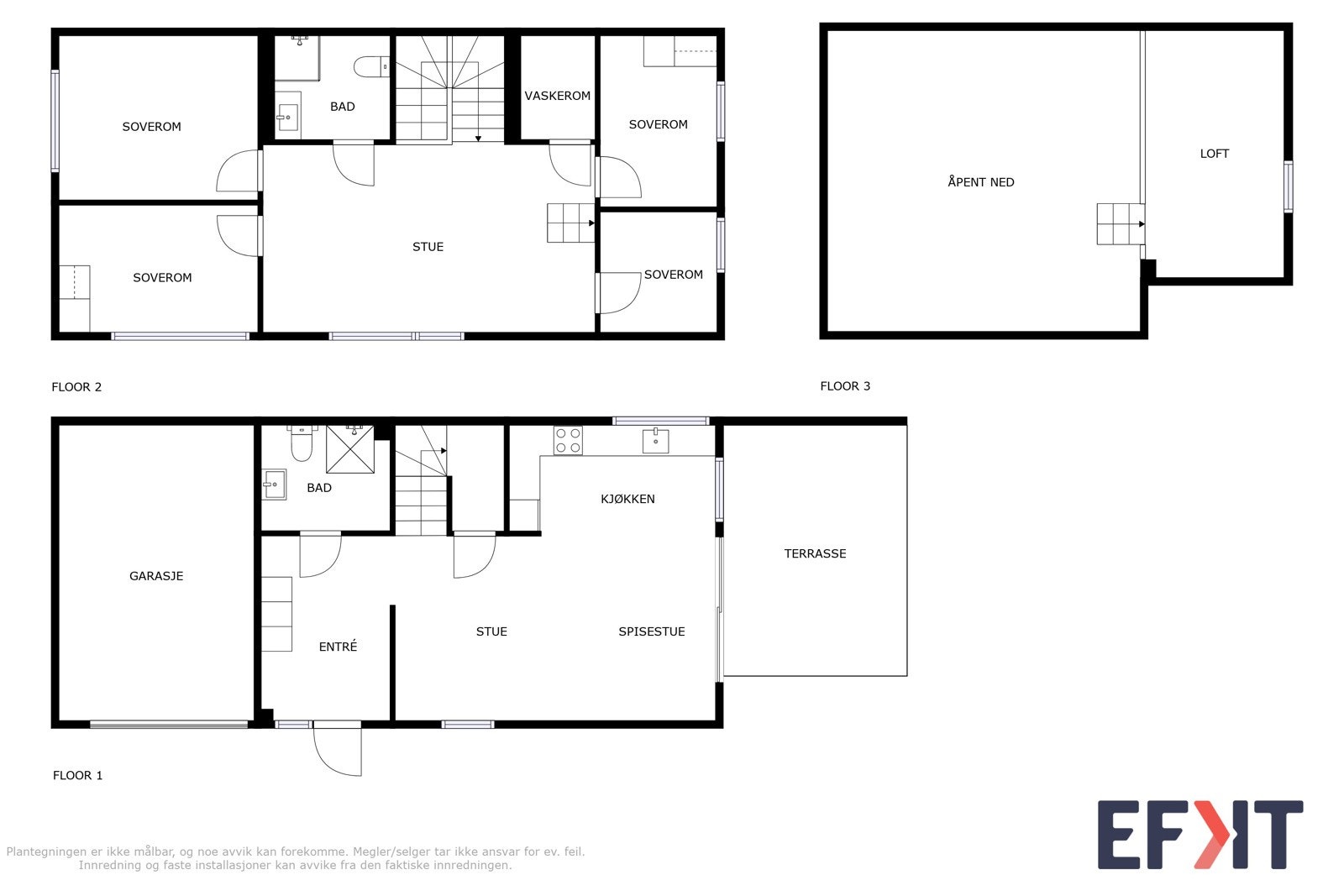 Plantegning (alle tre etasjer) Galleribilde