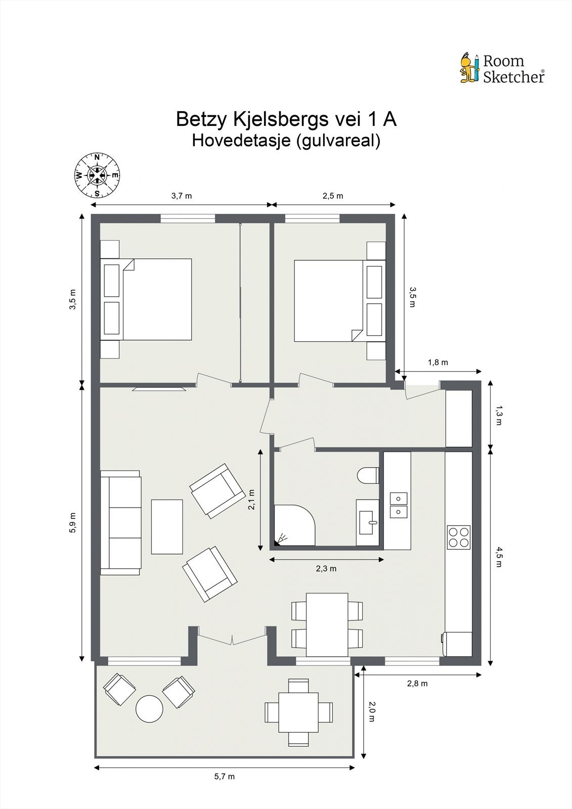 Plantegning med møblering. Galleribilde