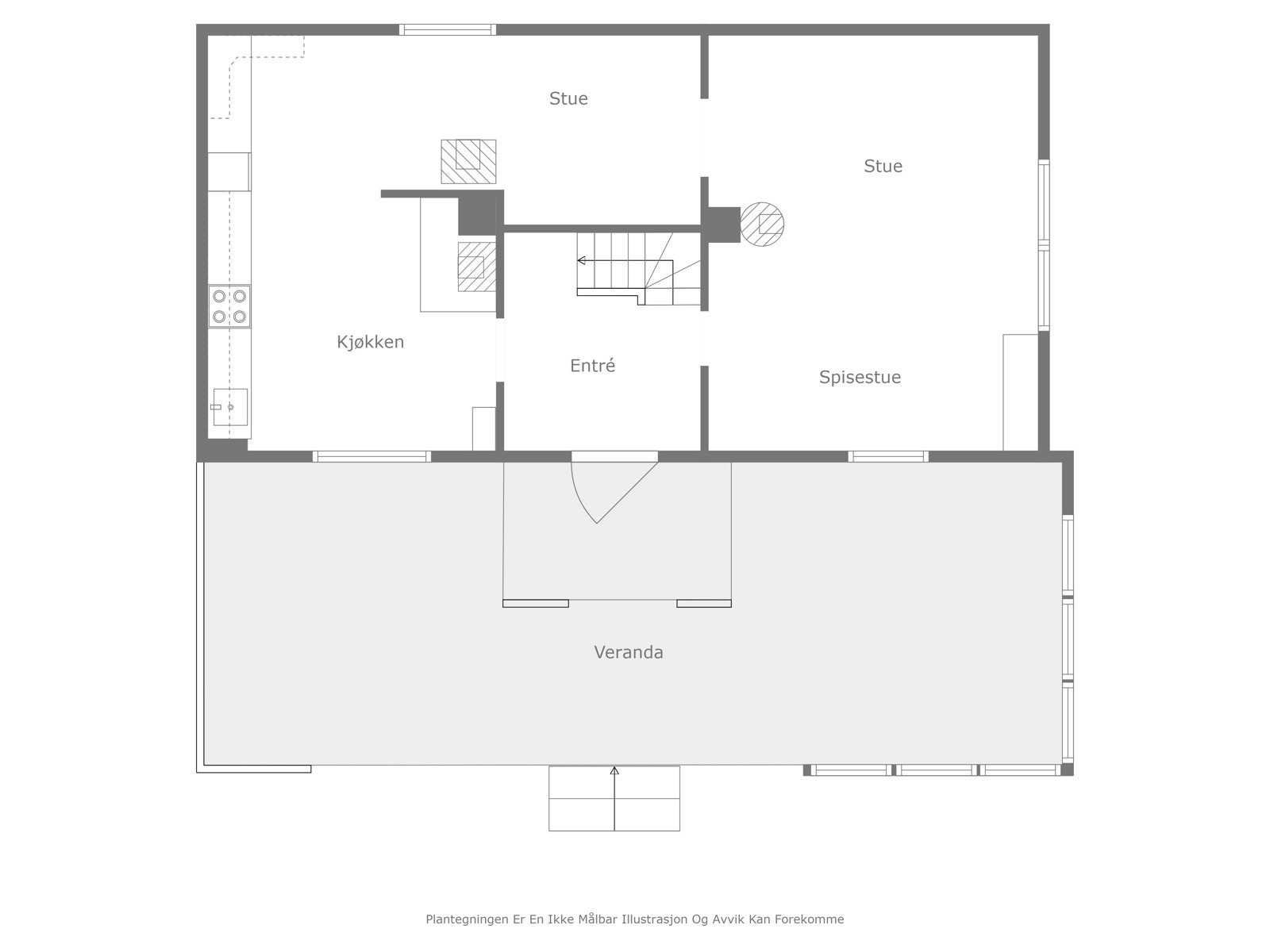 Plantegning, våningshuset 1. etg. Galleribilde