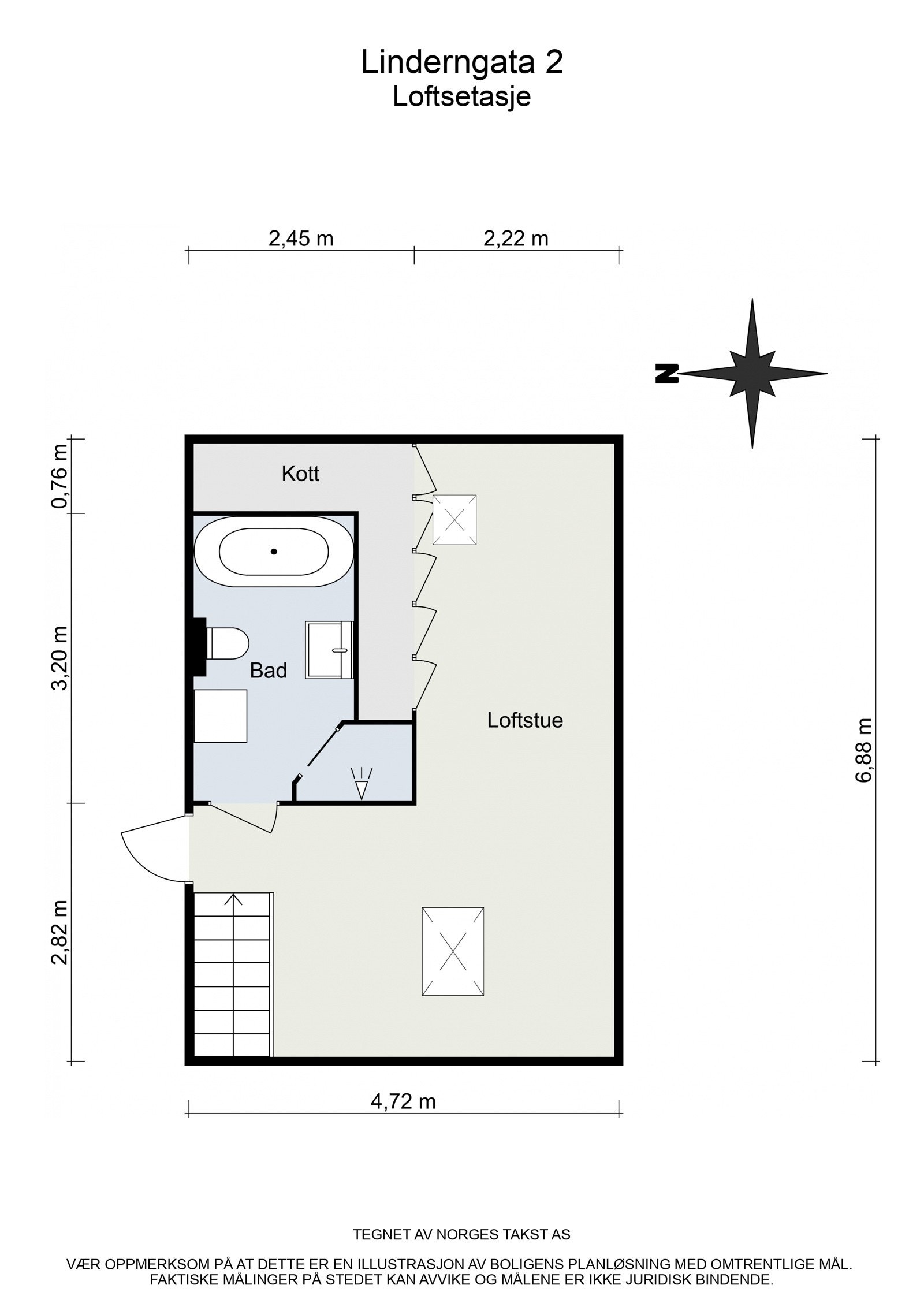 Loftsetasjen har i tillegg adkomst til en praktisk hems med ytterligere oppbevaringsplass. Galleribilde