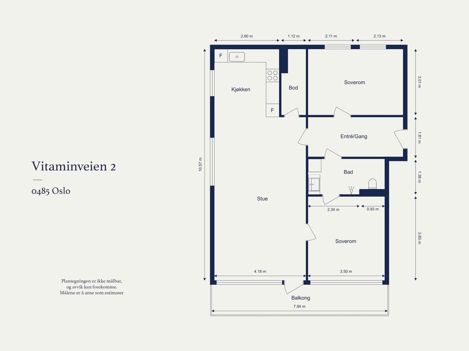 Alternativ plantegning (mulighet for større bad og slå sammen to soverom). Galleribilde