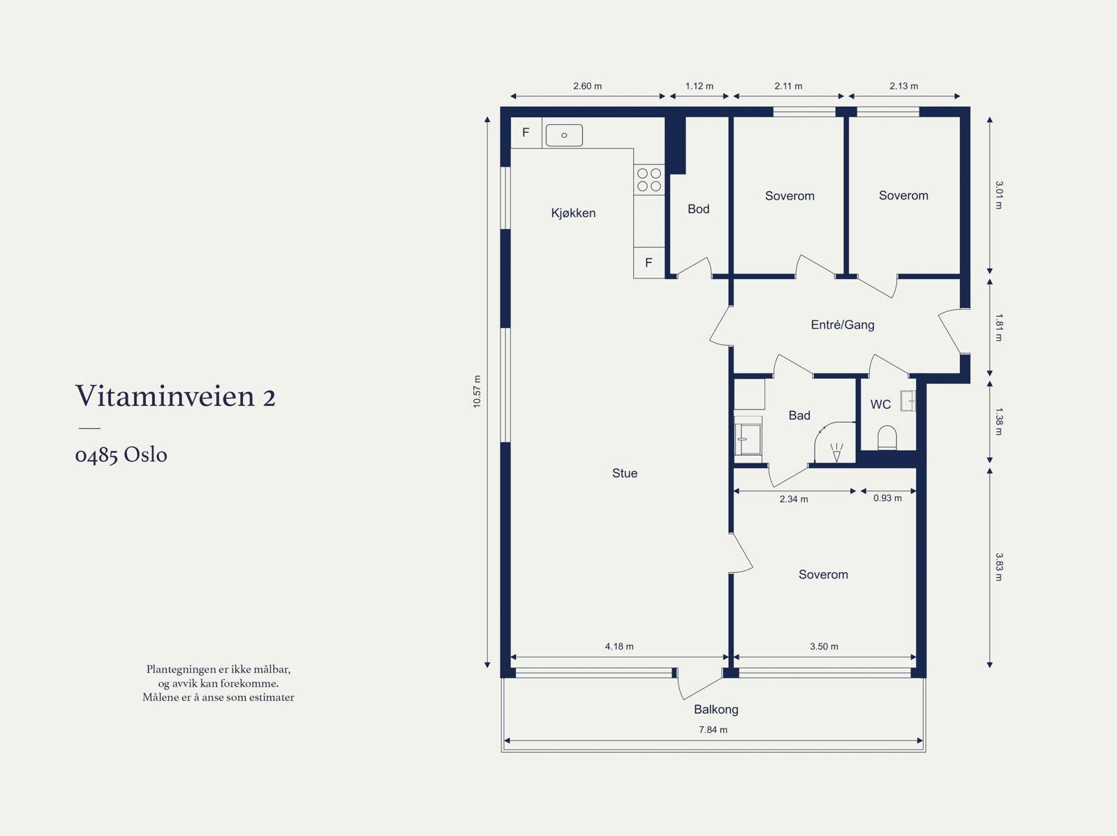 Plantegning (slik leiligheten fremstår i dag). Galleribilde