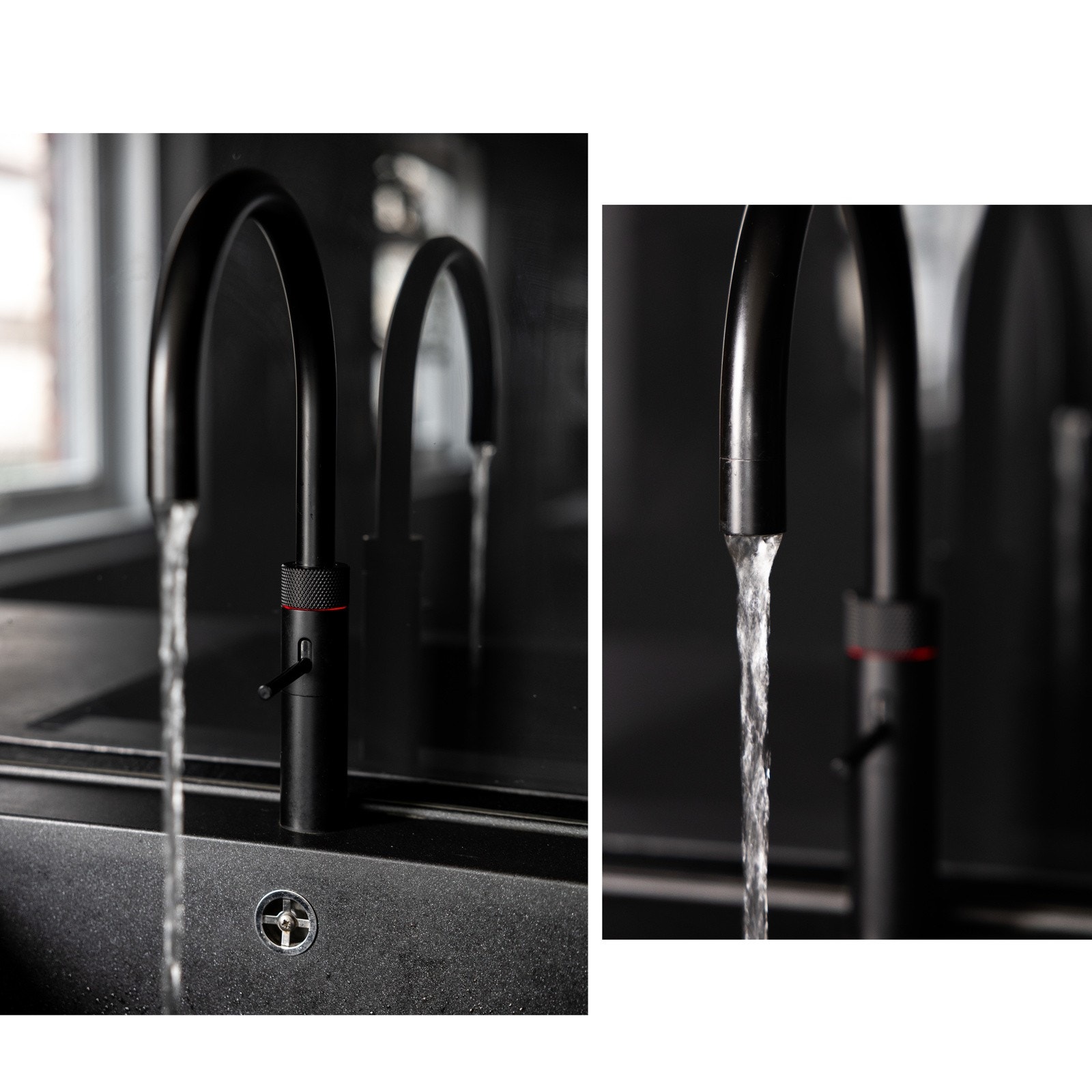 Nedsenket oppvaskkum med quooker kran. Du får altså kokende vann direkte fra kranen. Galleribilde