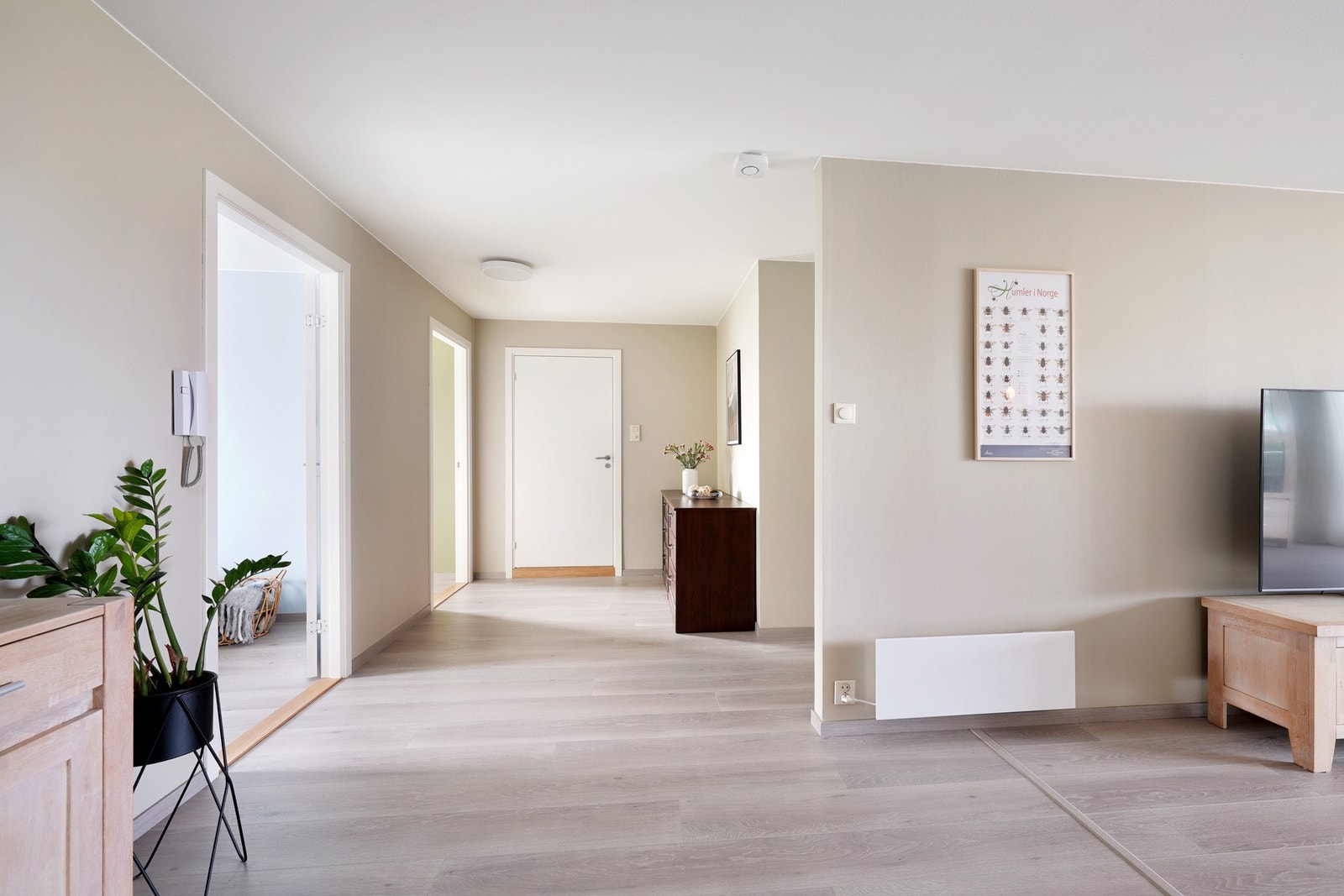 Fin gang som leder fra stuen til bad og soverom Galleribilde