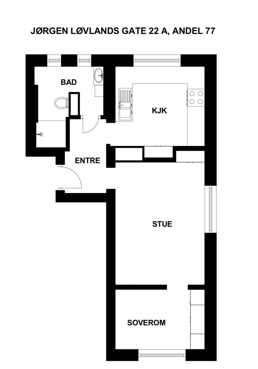 Planskisse. Utover overnevnte areal disponerer leiligheten loftsbod og kjellerbod. Galleribilde