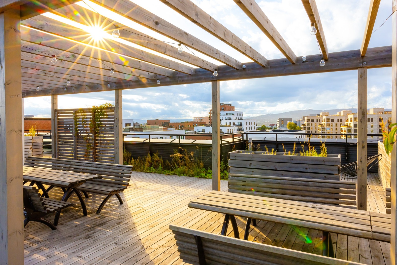 Borettslaget har en fantastisk takterrasse med flott utsikt. Galleribilde