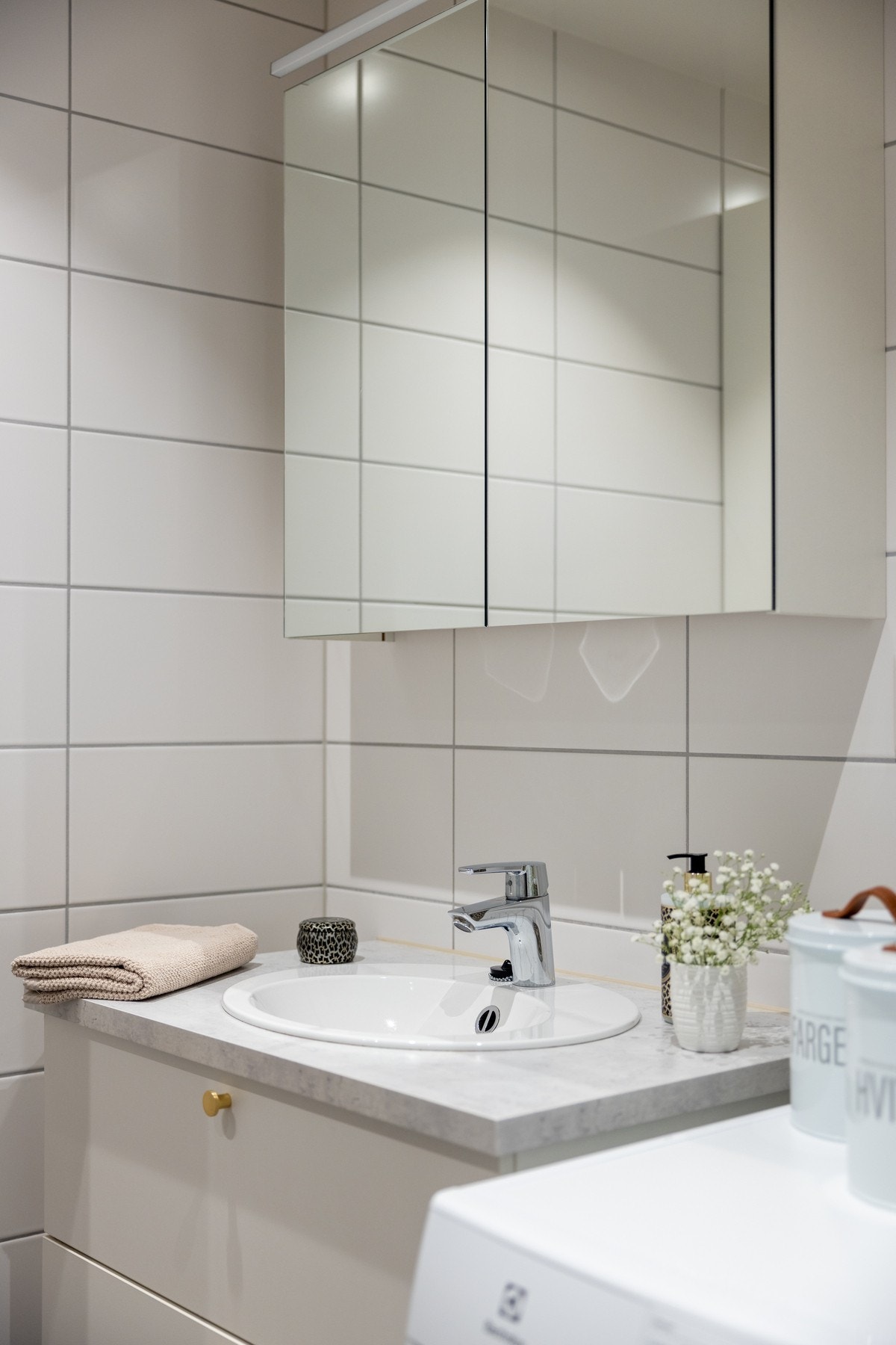 Badet har opplegg for vaskemaskin. Galleribilde