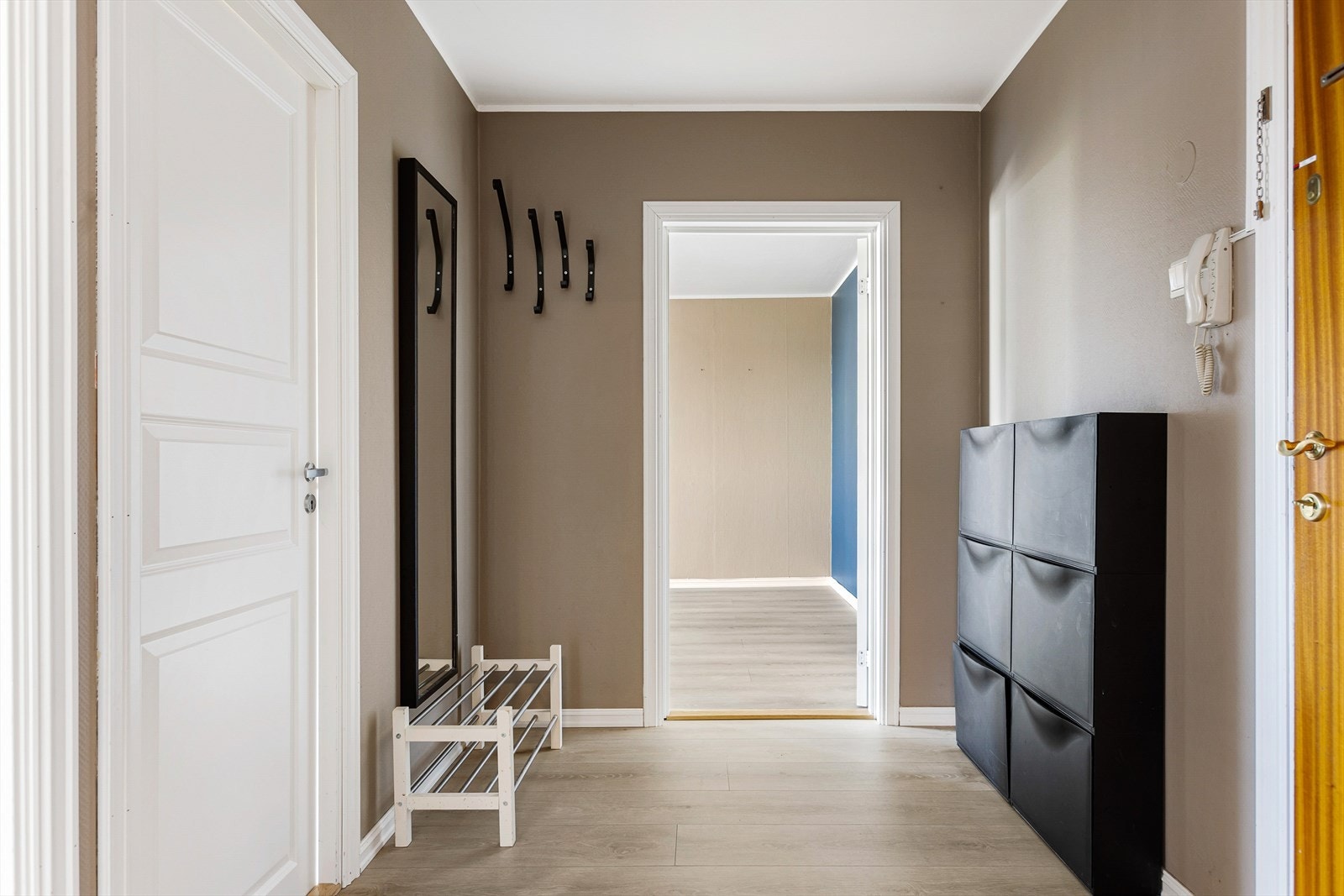 Velkommen inn! Romslig entré med plass for oppheng av jakker og sko Galleribilde