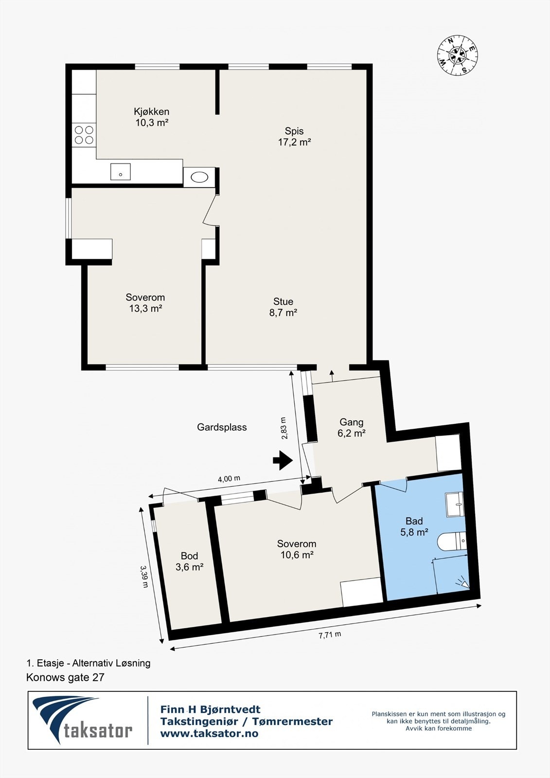 Plantegning 1. etasje - Alternativ løsning Galleribilde