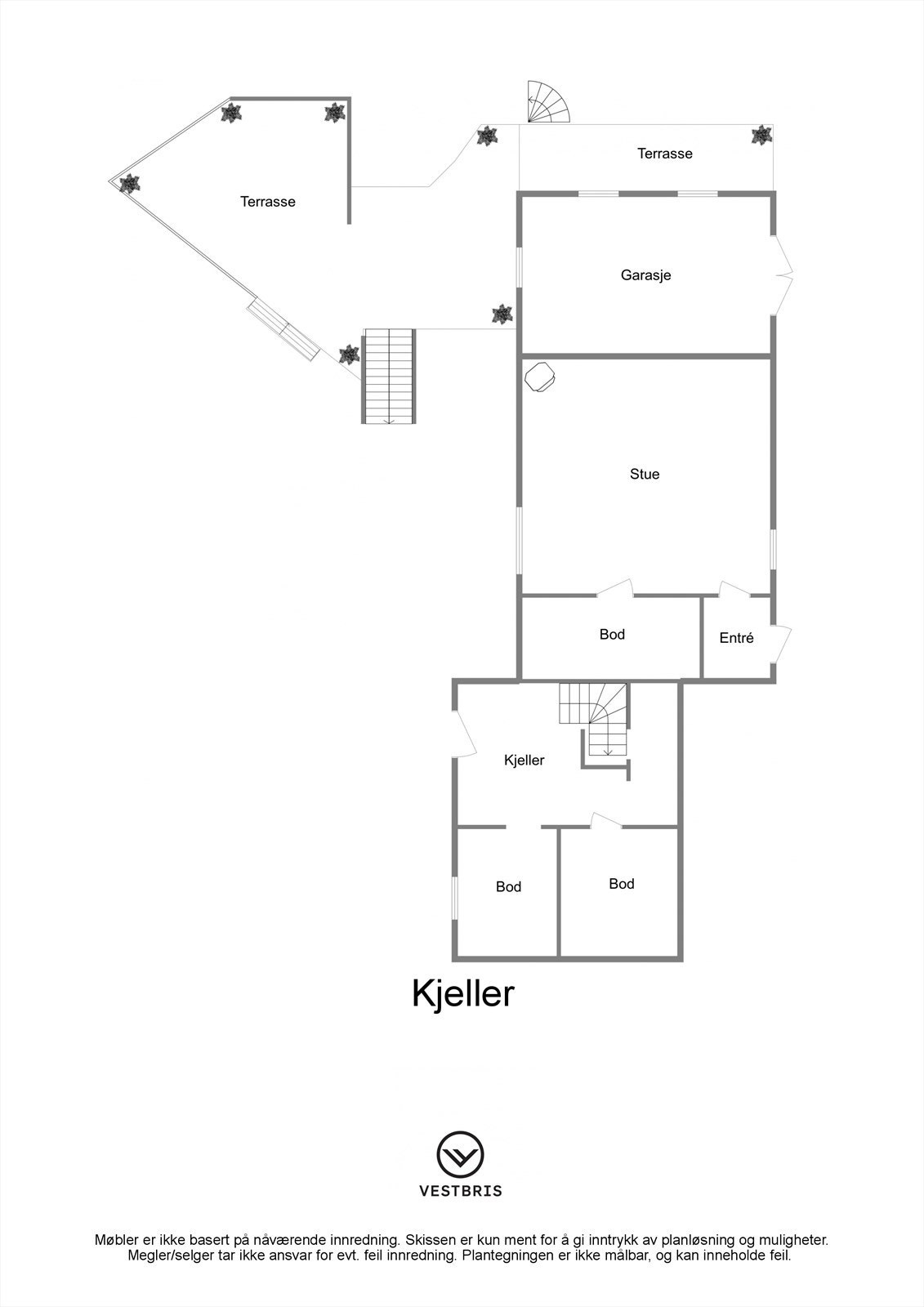 Plantegning - Espevik 9, 5560 Nedstrand - Kjeller - 2D Galleribilde