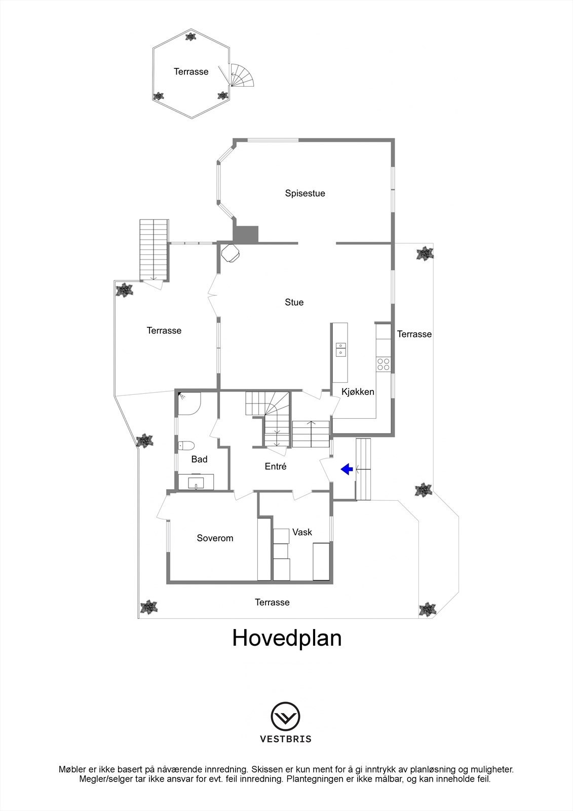 Plantegning - Espevik 9, 5560 Nedstrand - Hovedplan - 2D Galleribilde