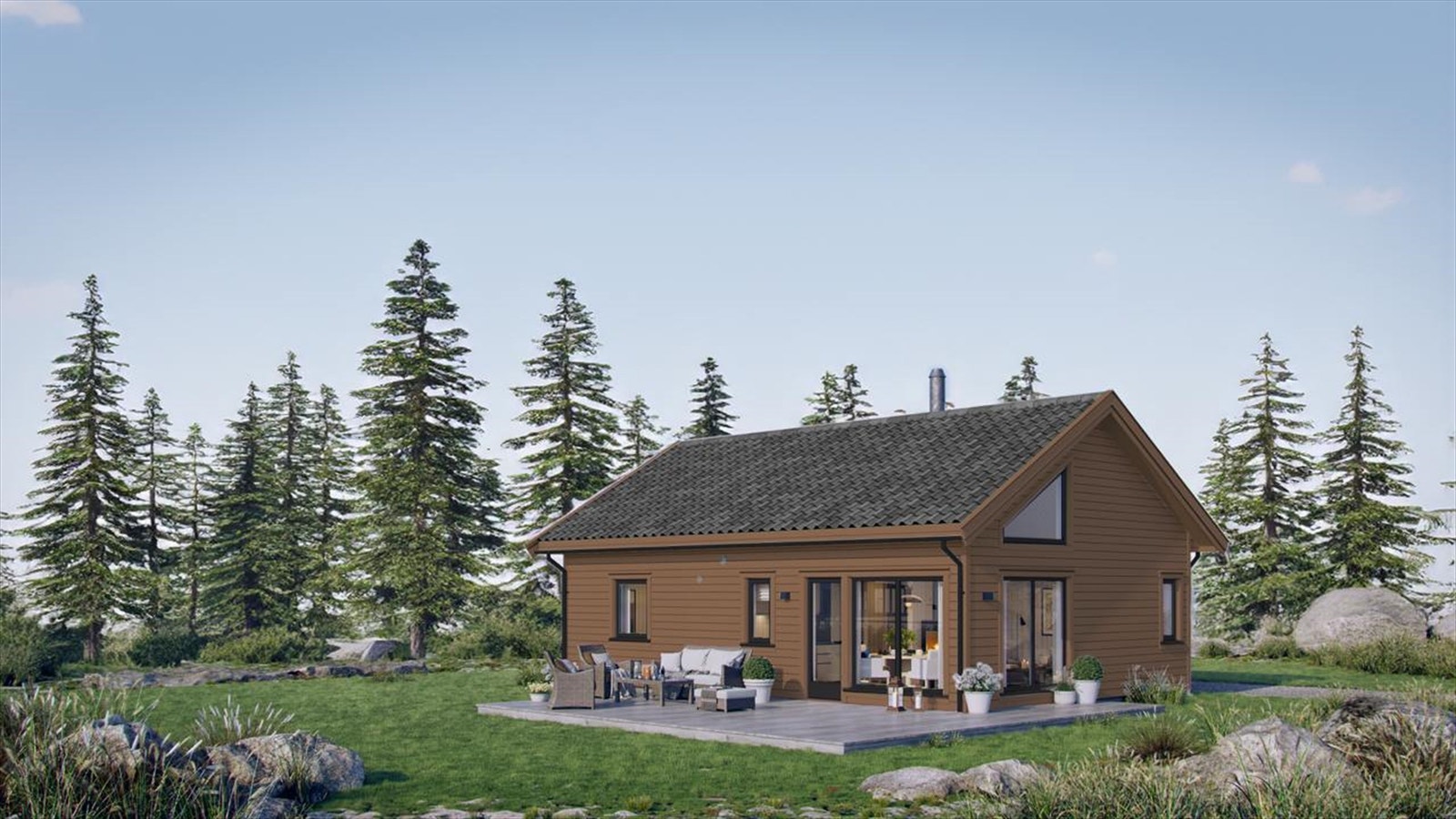 Horisont 50 - en av hyttene som presenteres med pris - se prospekt for opplysning om kjøp av tomt Galleribilde