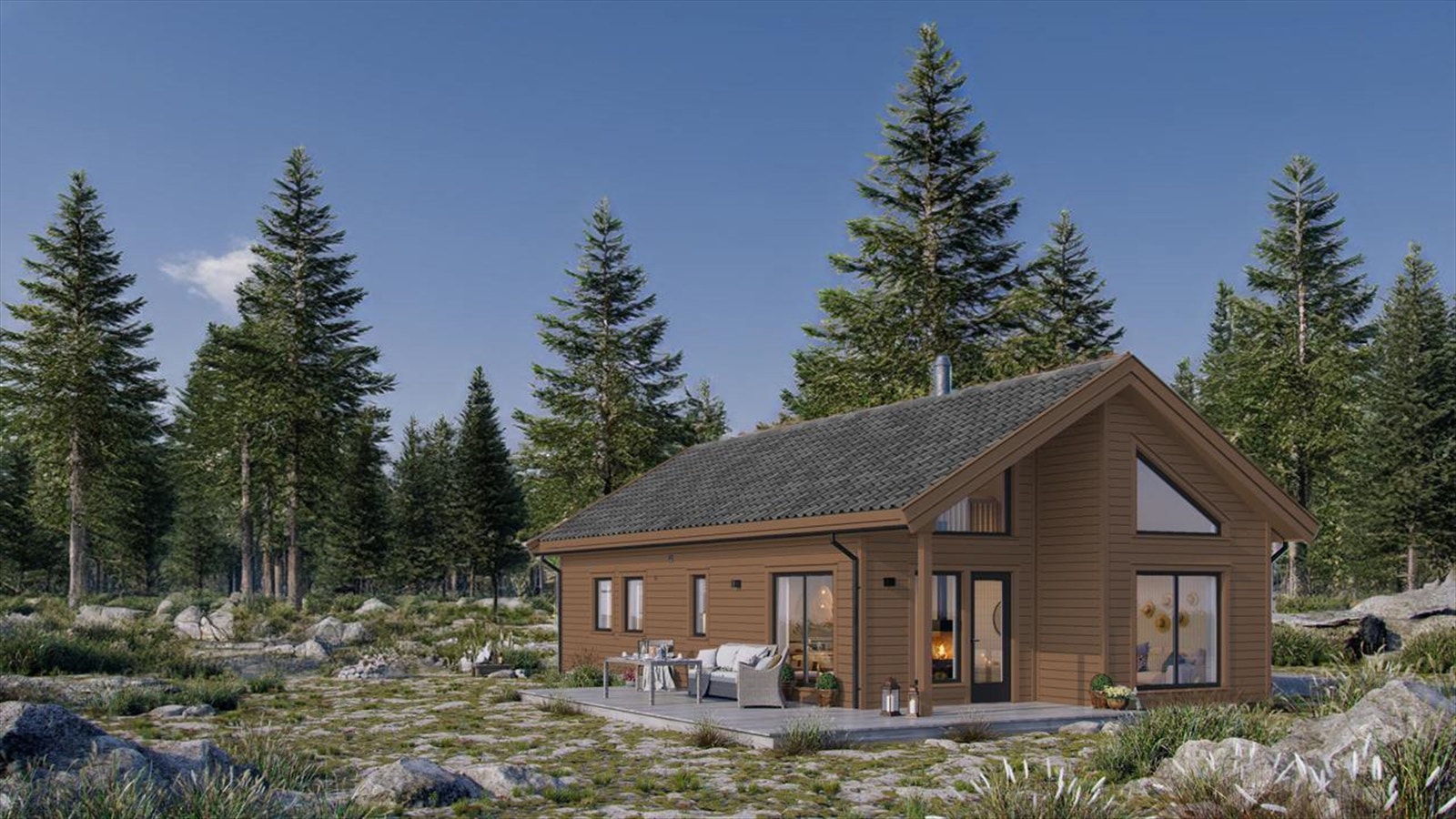 Horisont 77 - en av hyttene som presenteres med pris - se prospekt for opplysning om kjøp av tomt Galleribilde