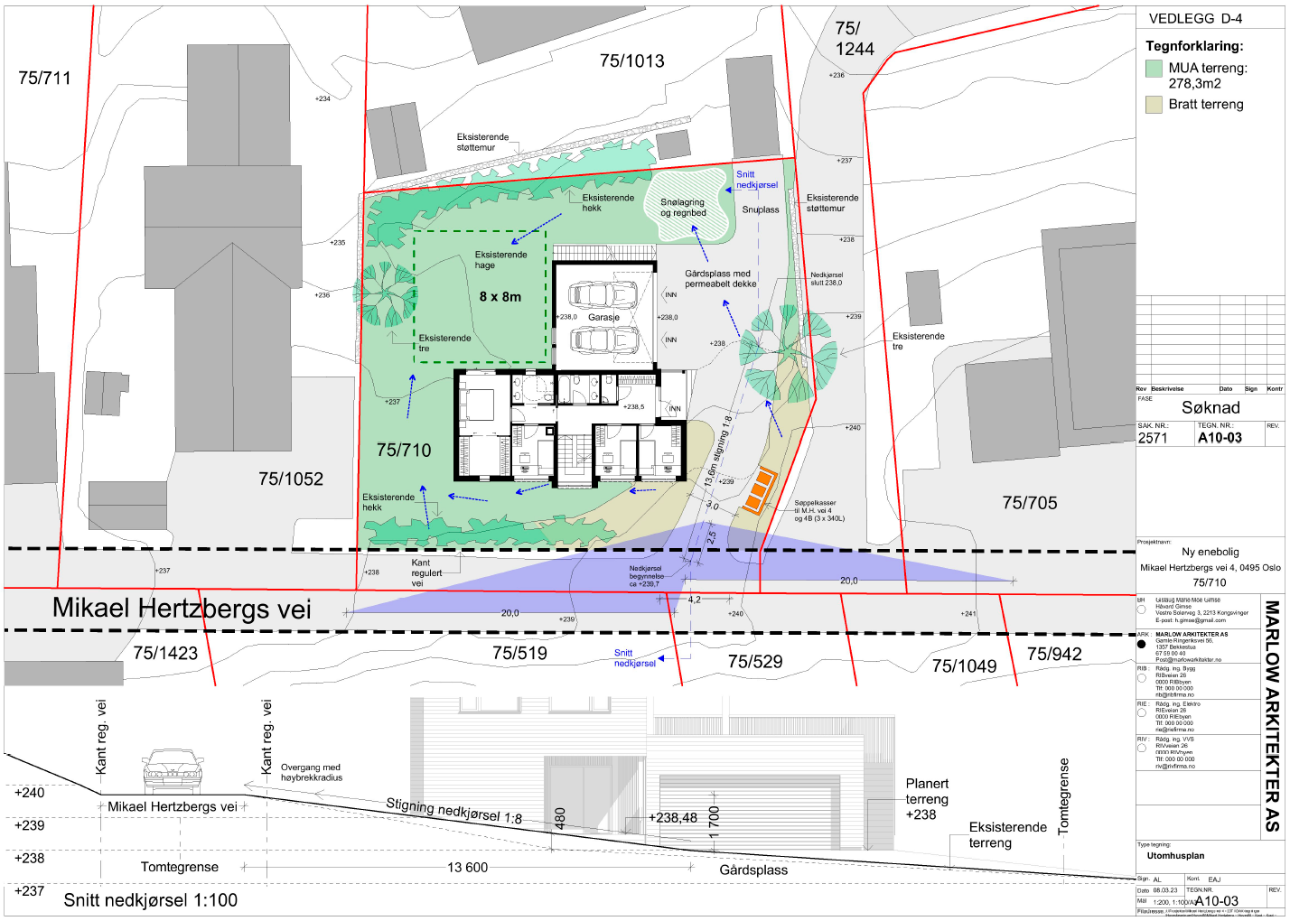 Utomhus plan for Mikael Hertzbergsvei 4. Galleribilde