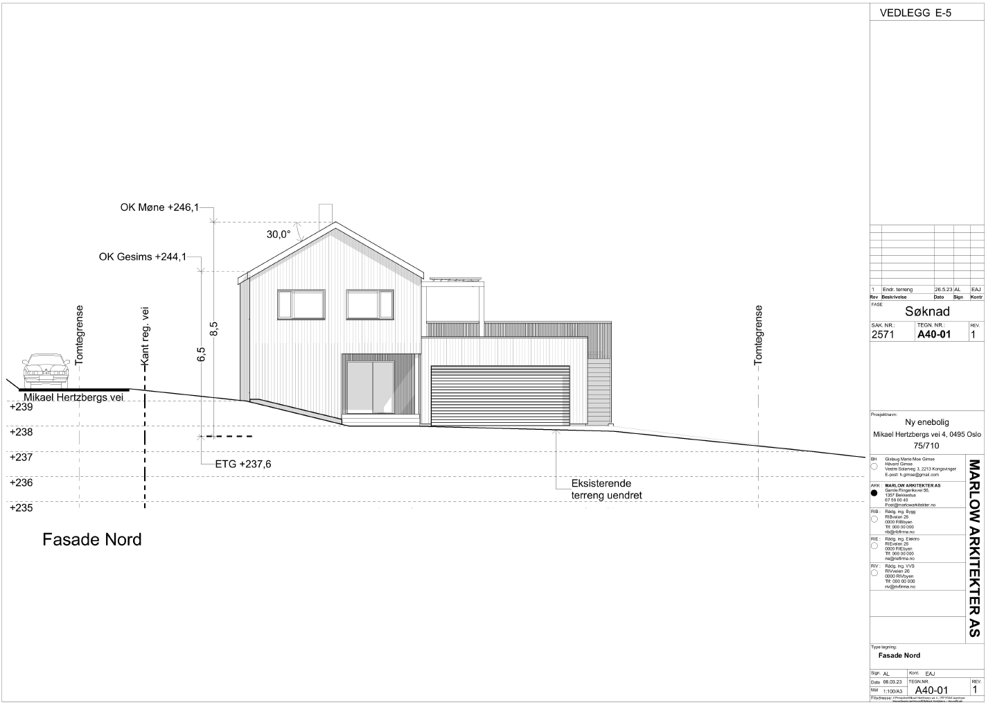 Fasade mot nord. Galleribilde