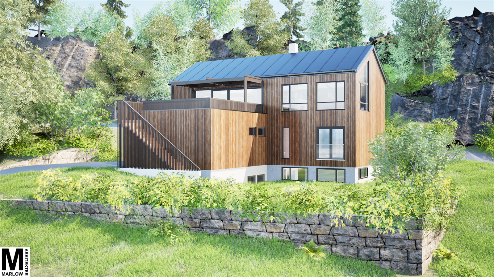 Arkitekttegnet enebolig (Marlow arkitekter AS). Illustrasjonsbilde Galleribilde