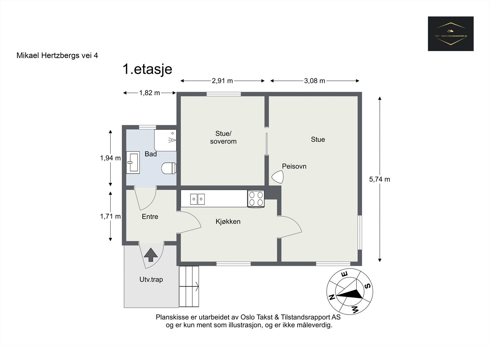 Planskisse for boligen som står på tomten idag. Galleribilde