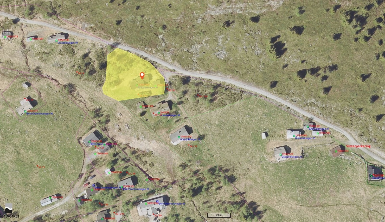 Kart over tomten og vinterparkering Galleribilde