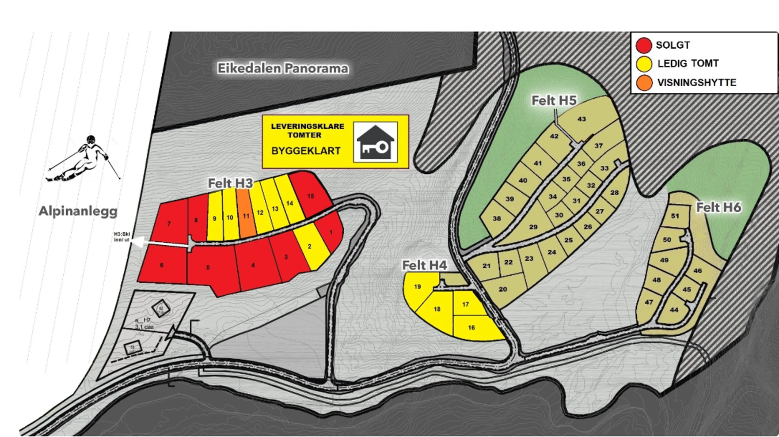 Oversikt tomter. Tomt 2 er priset i annonsen. Galleribilde
