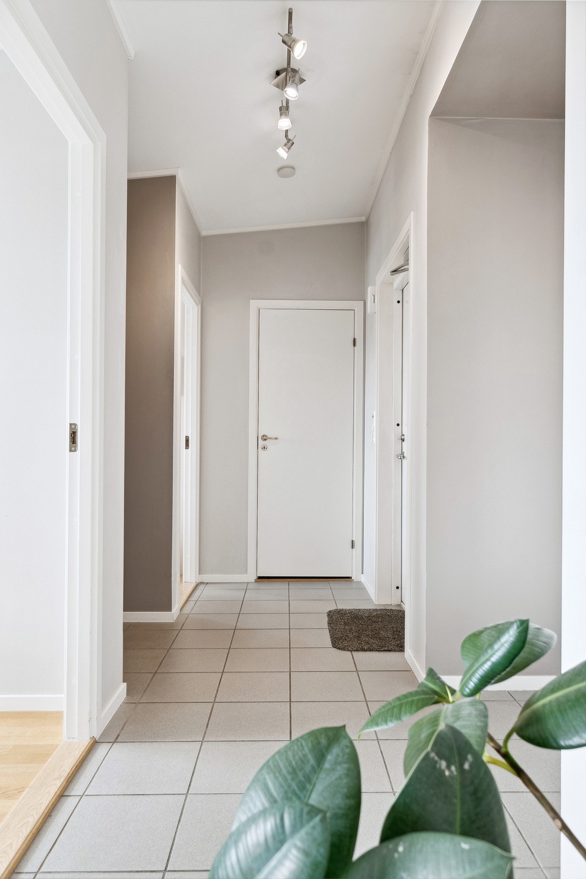 Flislagt entré med adgang til alle rom i leiligheten. Galleribilde