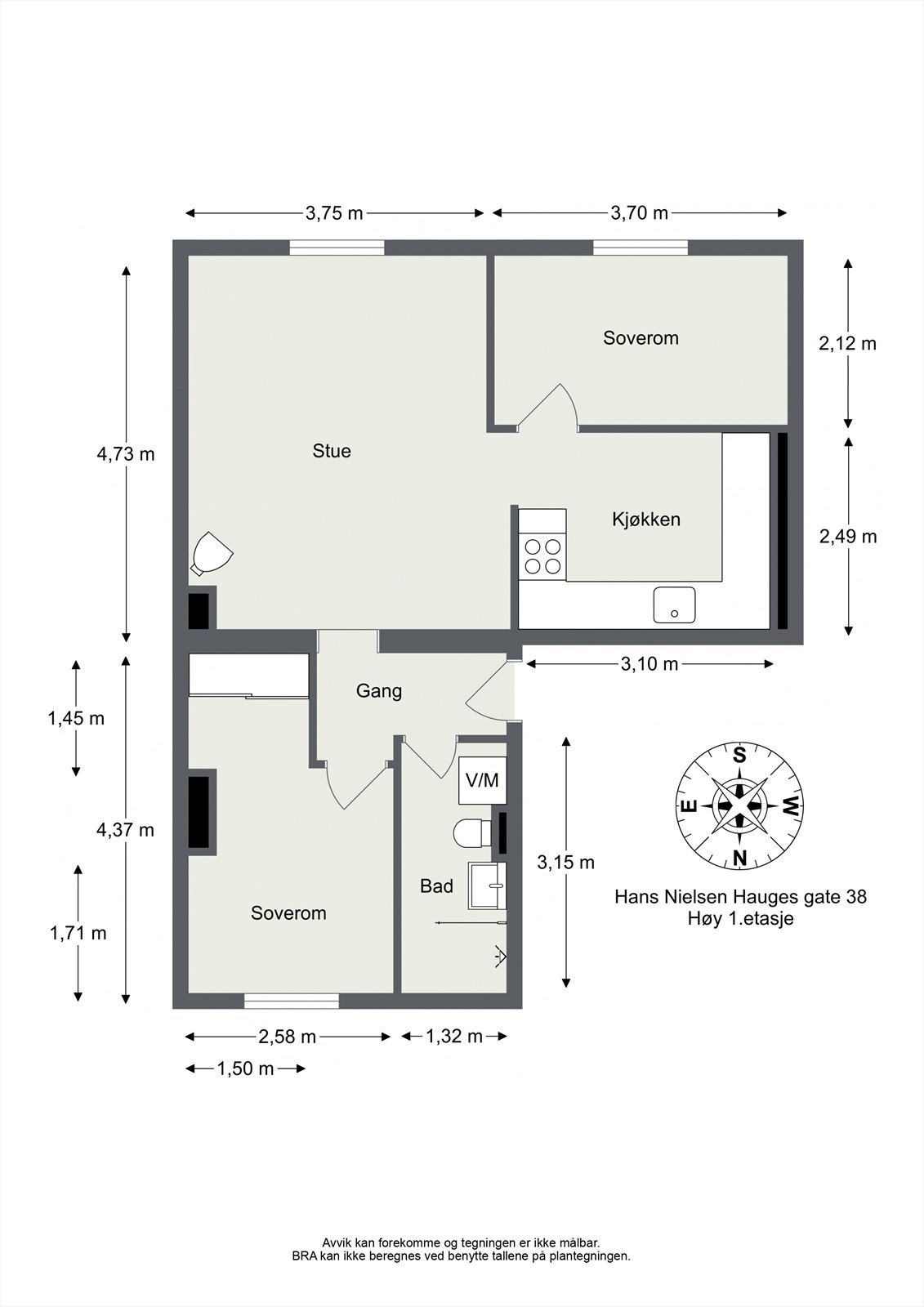 Hans Nielsen Hauges gate 38 - 1. Etasje. Galleribilde