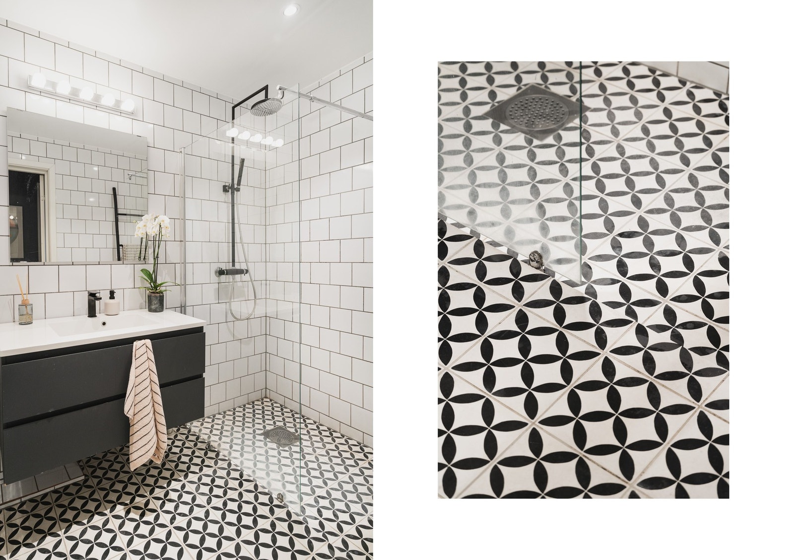 Dusjhjørnet har både regndusj og håndholdt. Vaskemaskinen finner du i benken på kjøkkenet. Galleribilde