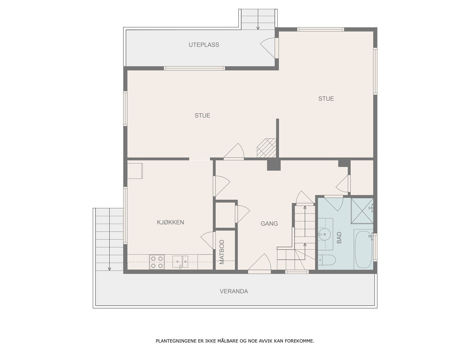 Hovedetasje inneholder entre/ gang, stue, kjøkken og bad/ wc Galleribilde
