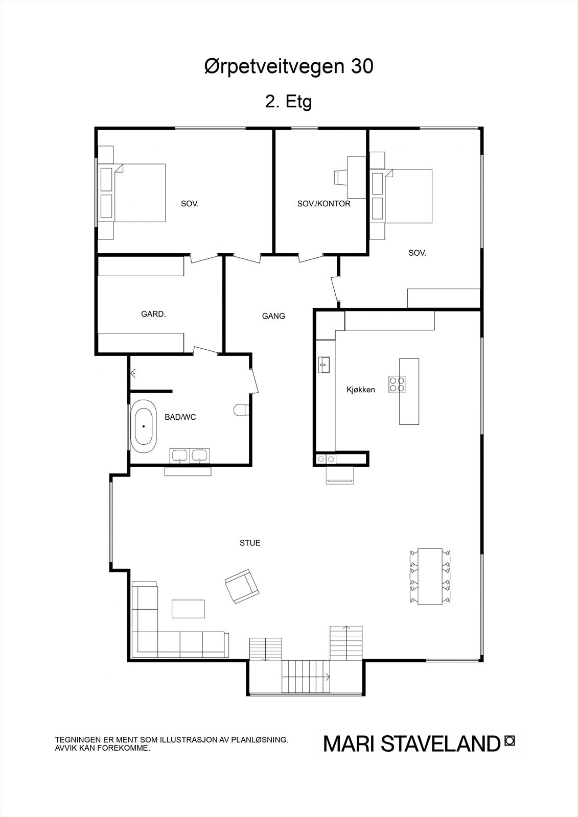 Floorplan letterhead - Ørpetveitvegen 30 - 2. Etg - 2D Floor Plan Galleribilde