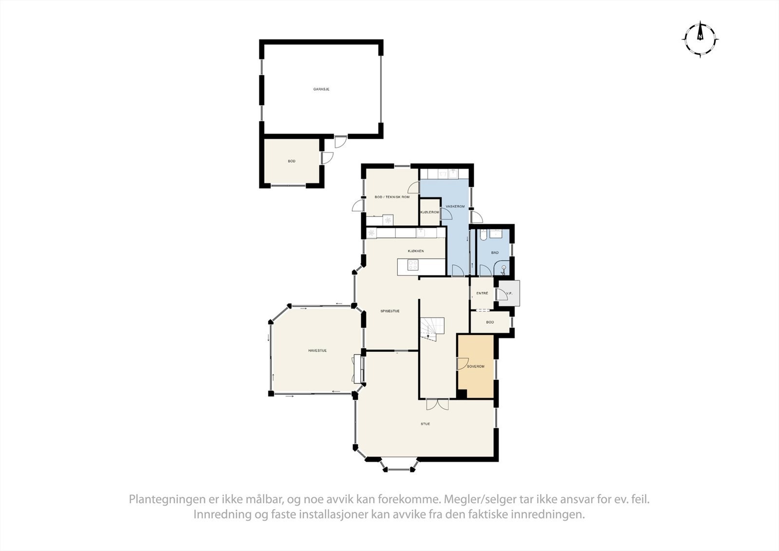 Plantegning for hovedetasjen og garasje Galleribilde