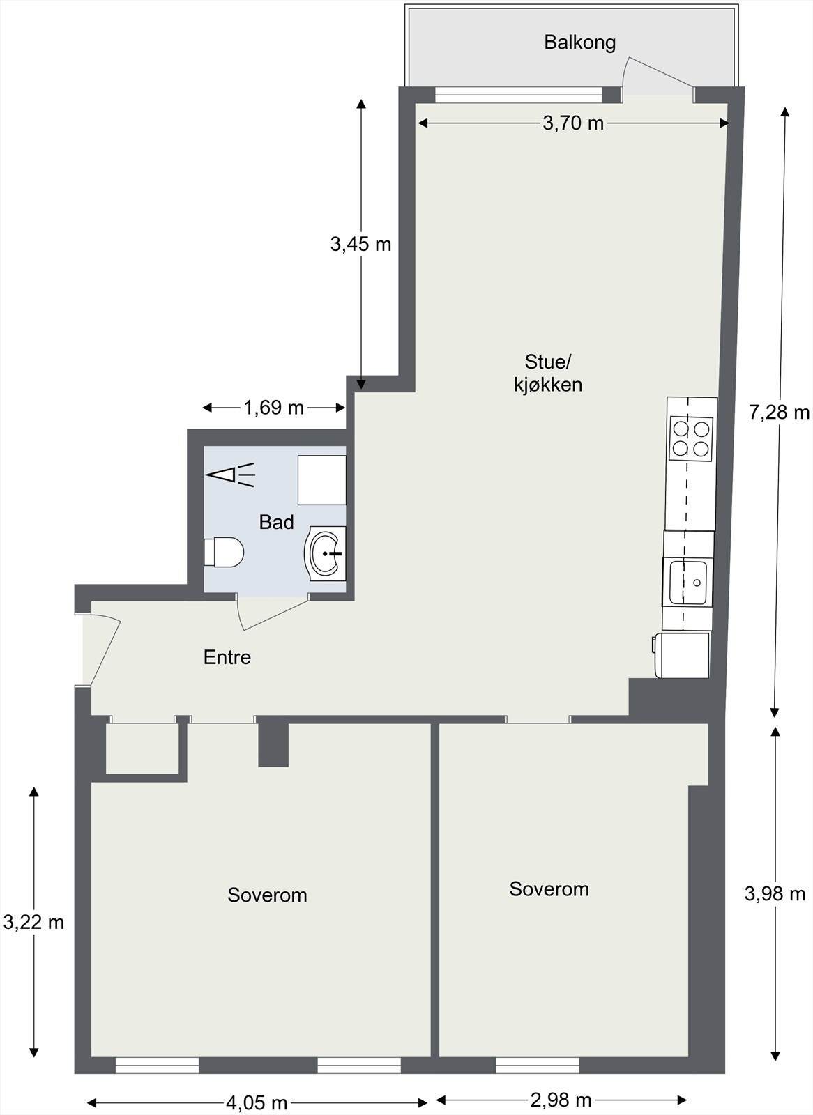 Plantegning. Målene på bildet er kun ca mål, det vil kunne forekomme avvik. Galleribilde