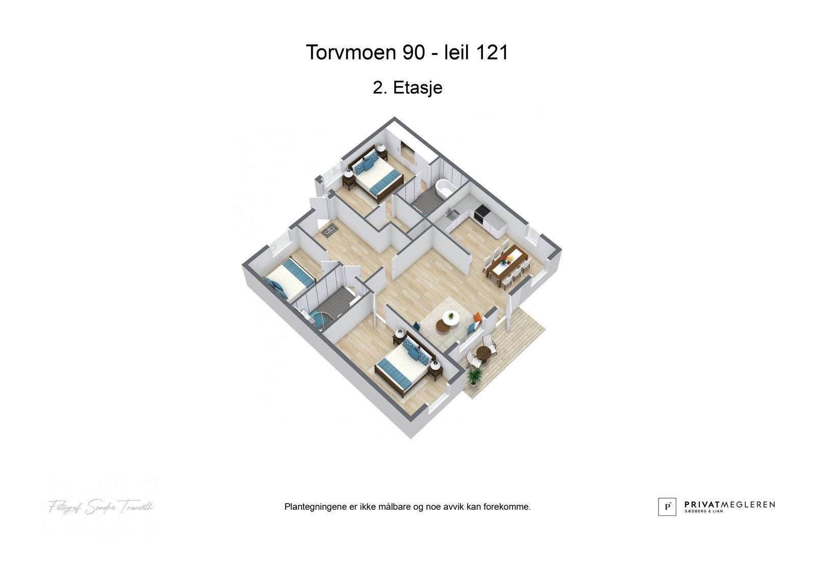God planløsning med 3 soverom og 2 bad Galleribilde