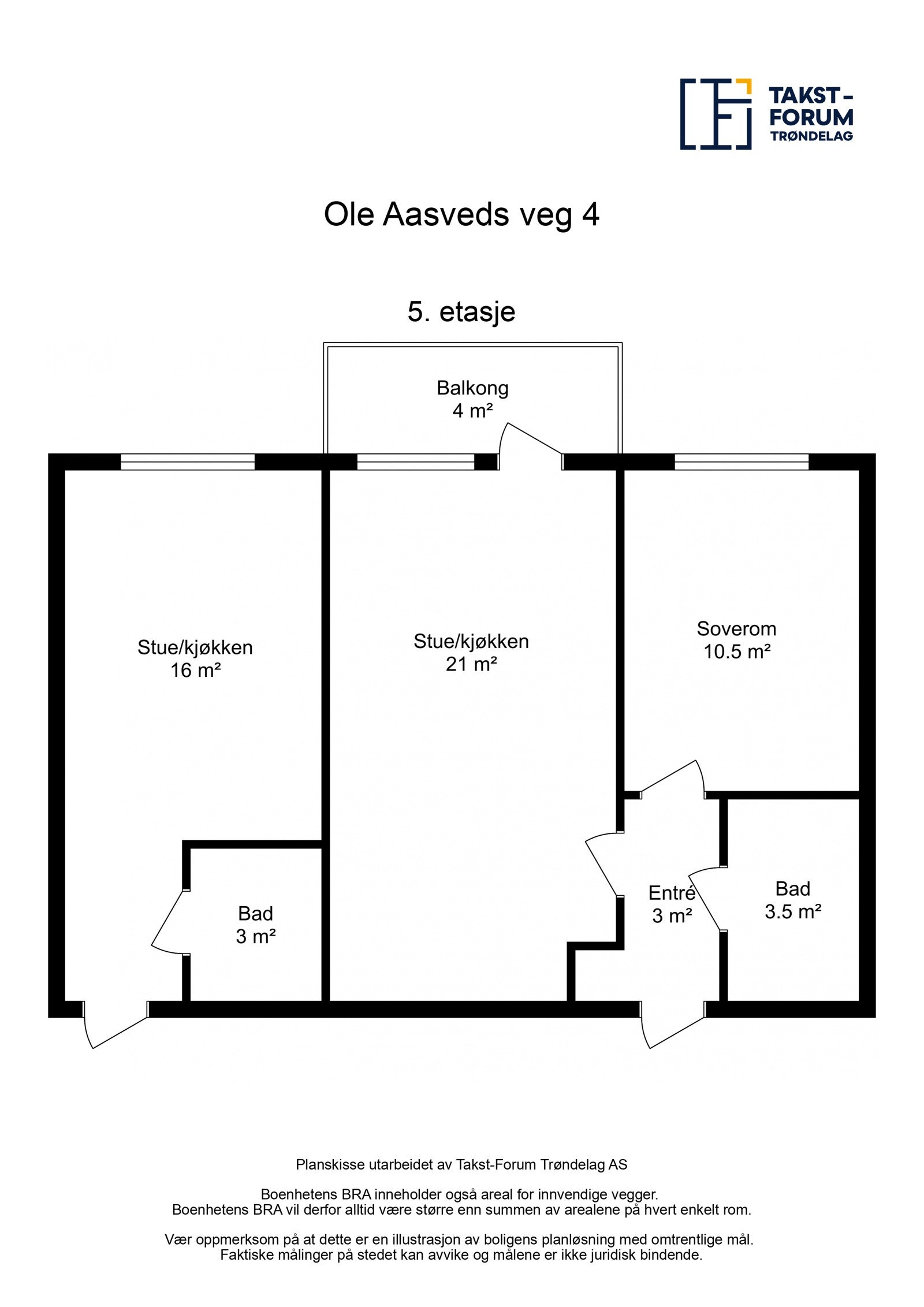 Planskisse 5. etg fra takstmann. Galleribilde