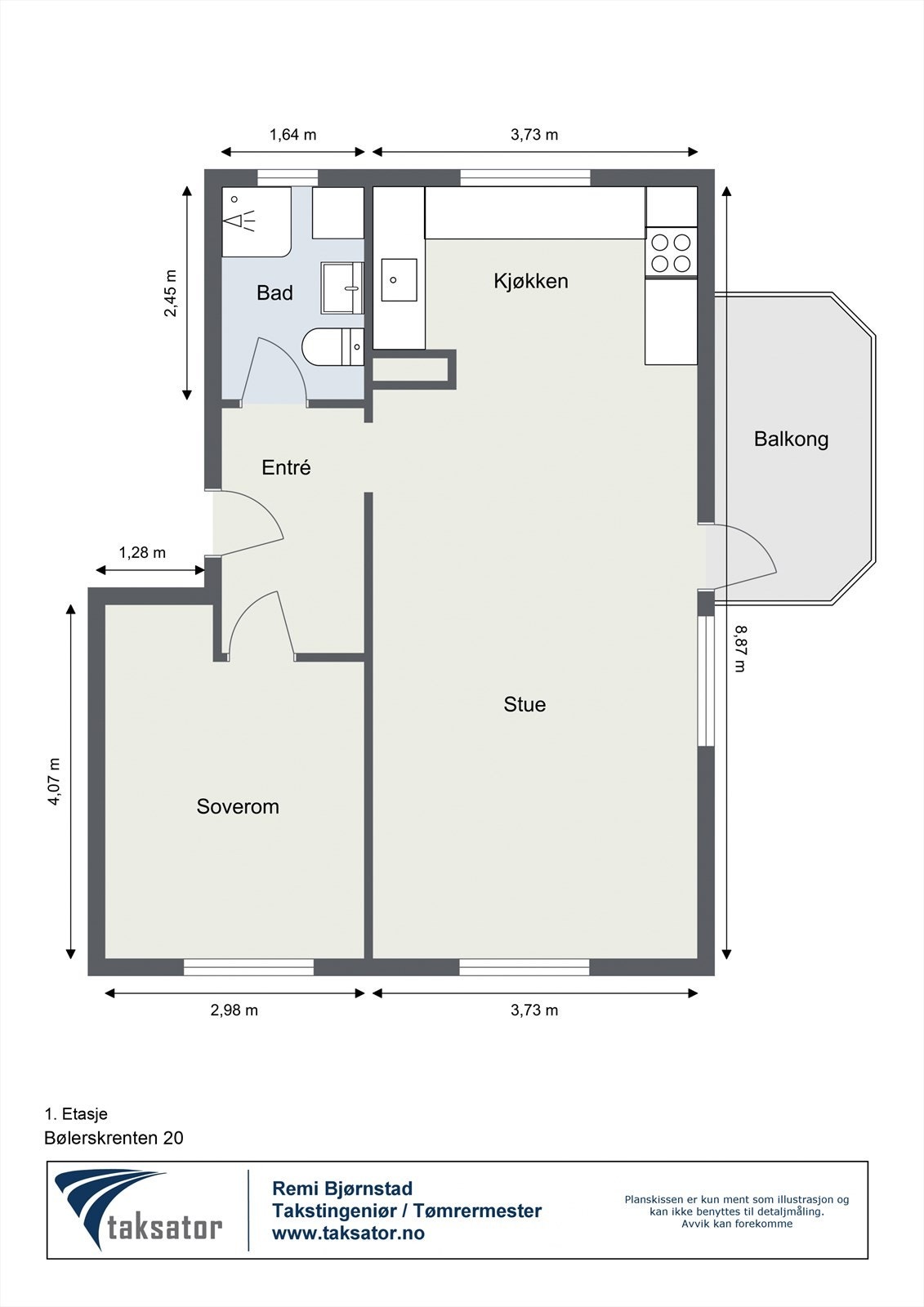 Plantegning: 2-roms leilighet med balkong Galleribilde