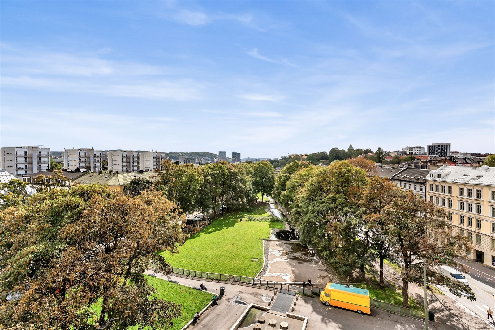 Utsikt fra felles takterrasse. Her kan fine sommerdager nytes til det fulle! Galleribilde