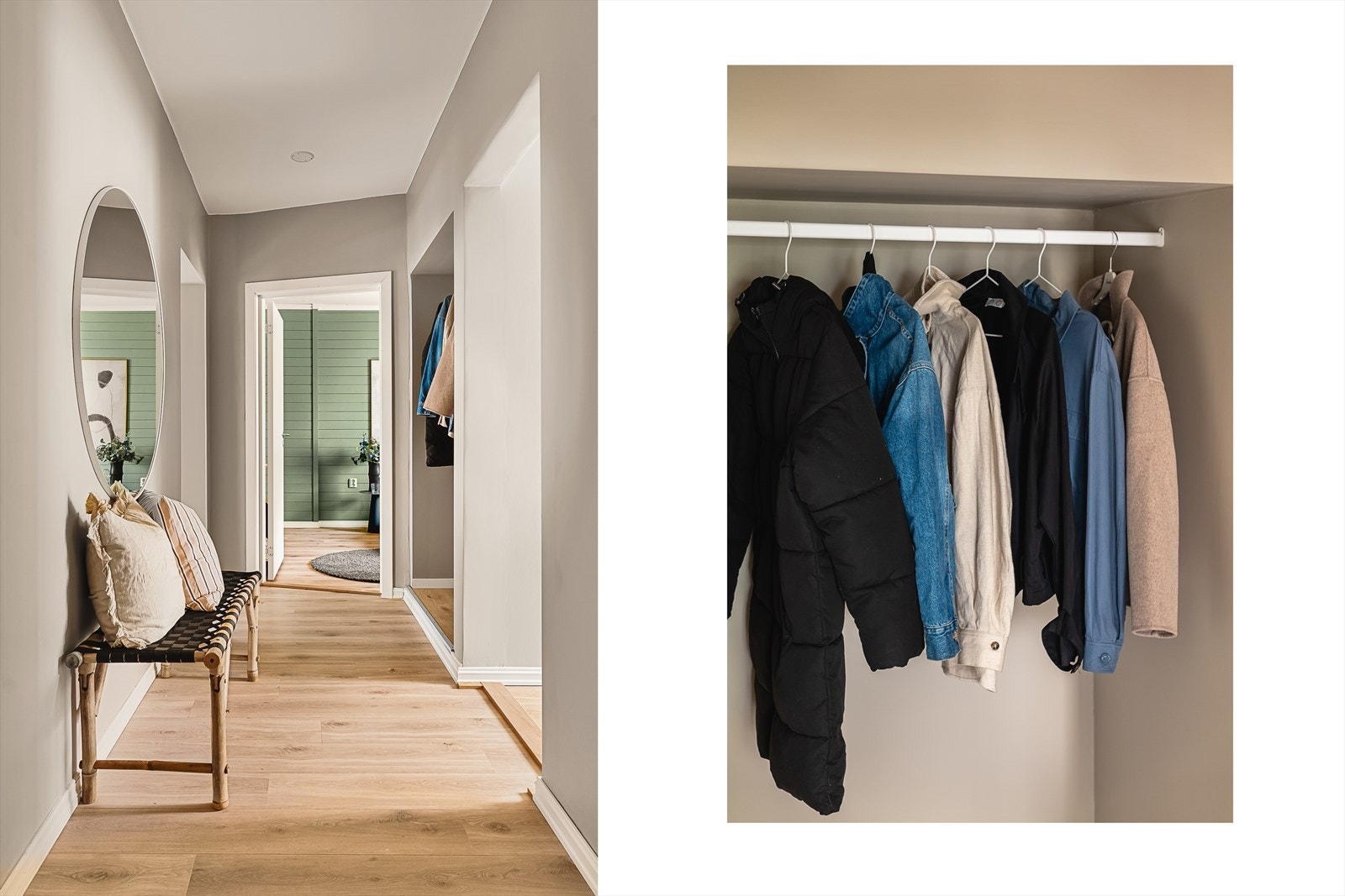 I gangen er det eget innhuk med plass til sko og diverse ytterbekledning. Galleribilde