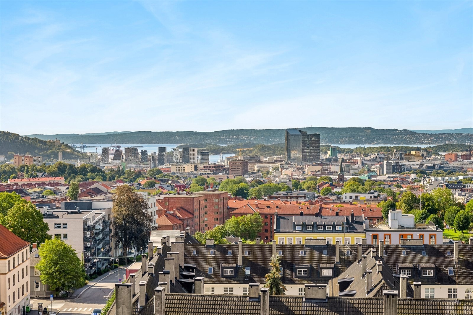 Herfra kan man skue utover enestående utsikt mot by og fjord Galleribilde