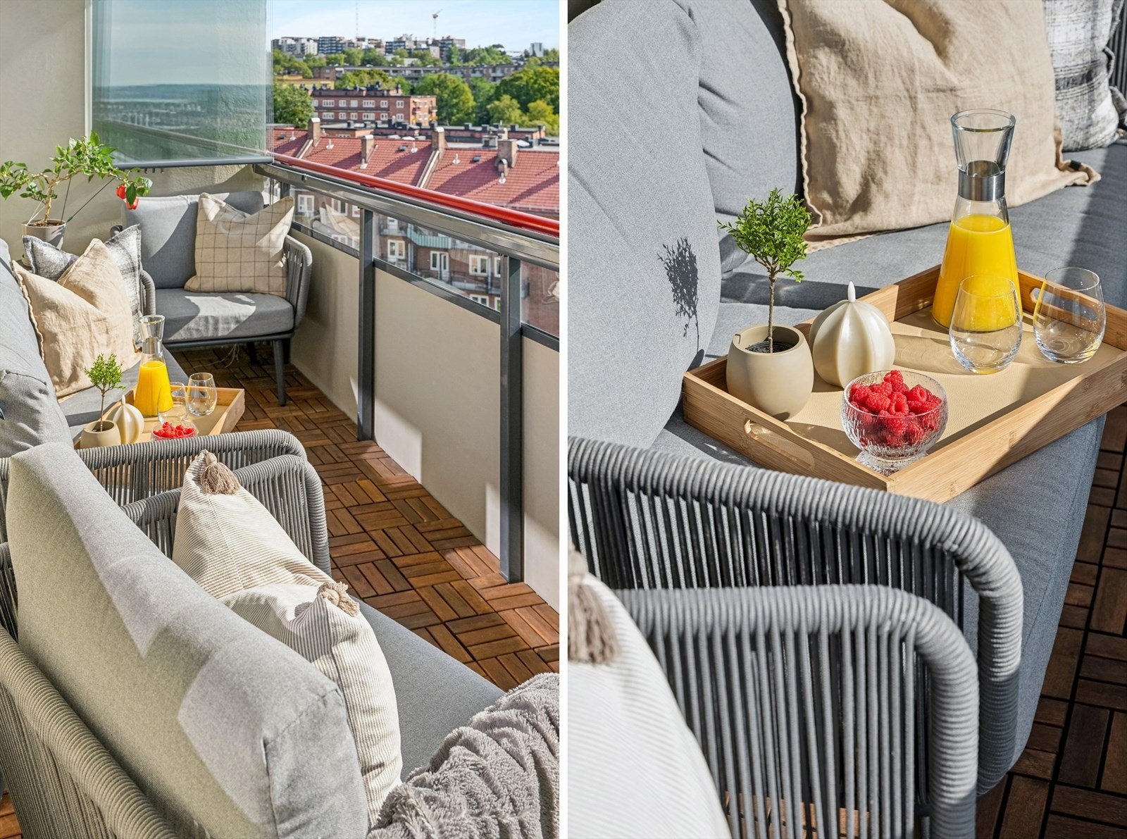 Sydøstvendt balkong på ca. 10 m² som ligger badet i sol fra soloppgang til tidlig ettermiddag Galleribilde