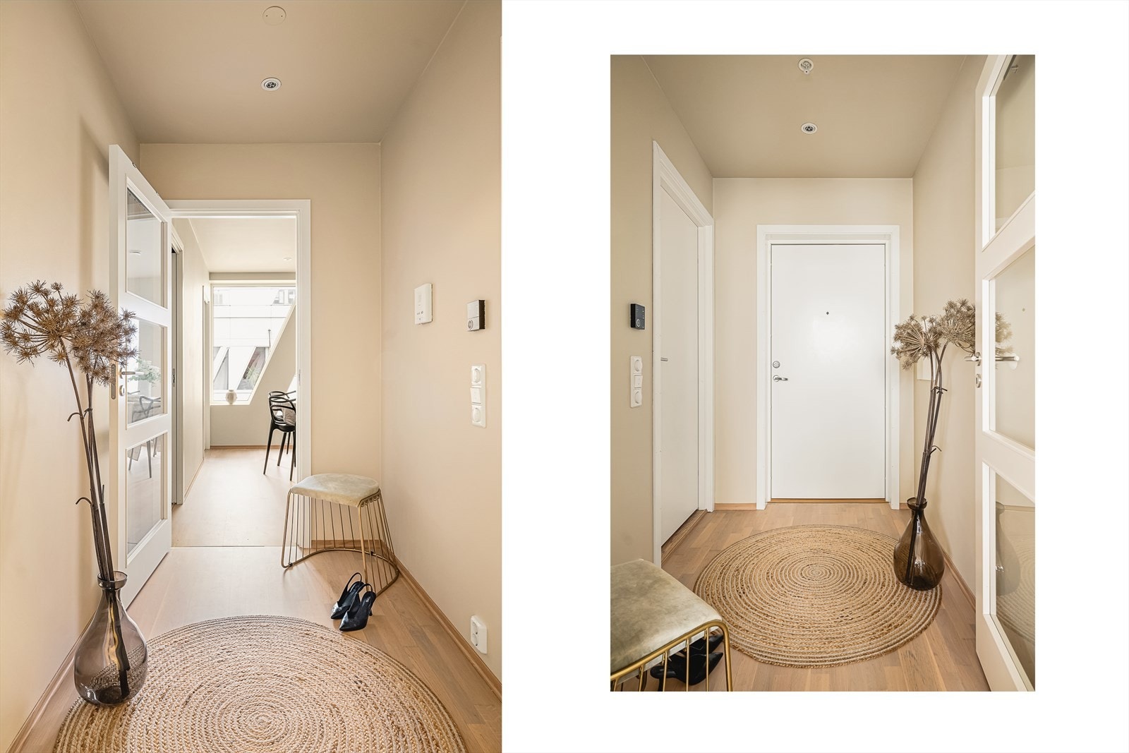 Praktisk entré hvor man kan sette fra seg sko og henge fra seg tøy. Galleribilde