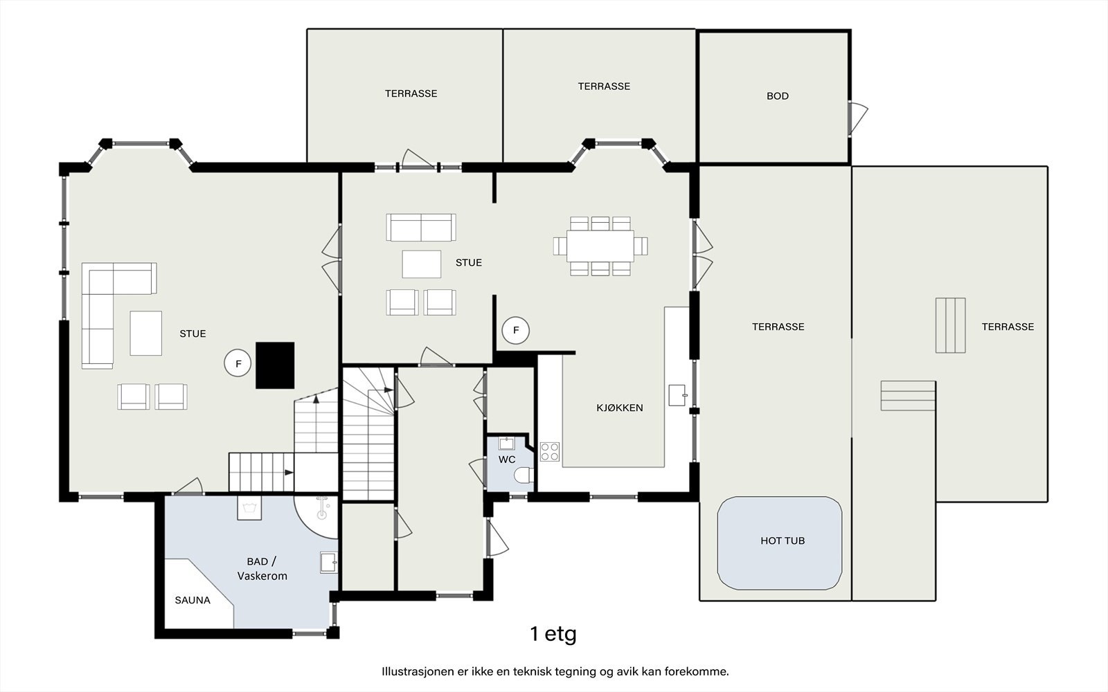 Plantegning 1. etasje Galleribilde